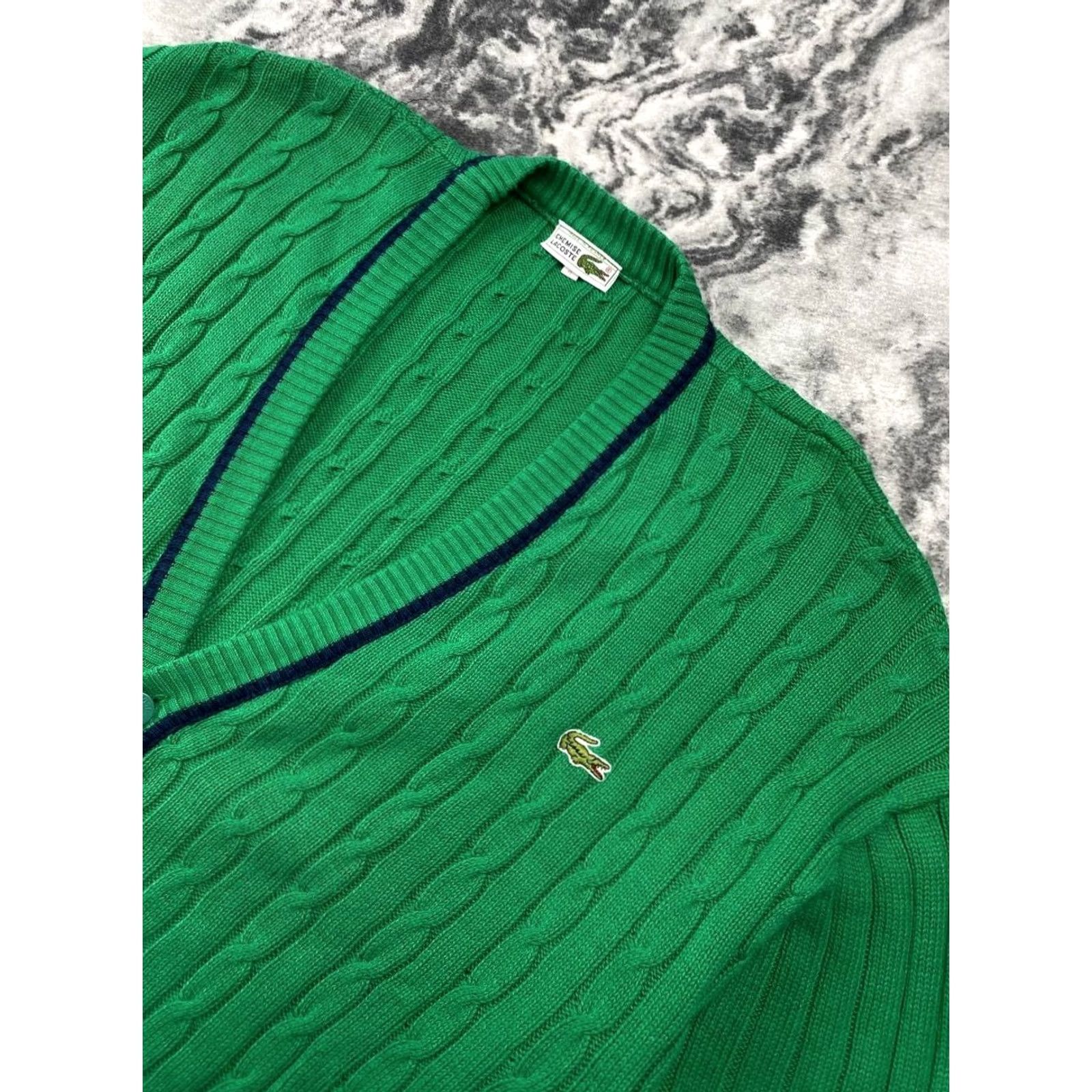 Lacoste VINTAGE Lacoste Cardigan Sweater Men Size 6 Green Logo Knit Long Sleeve Cable Knit Cardigan Chest 69 Length 72 Shoulders 70 Sleeve 63 Size US L / EU 52-54 / 3 - 3 Thumbnail
