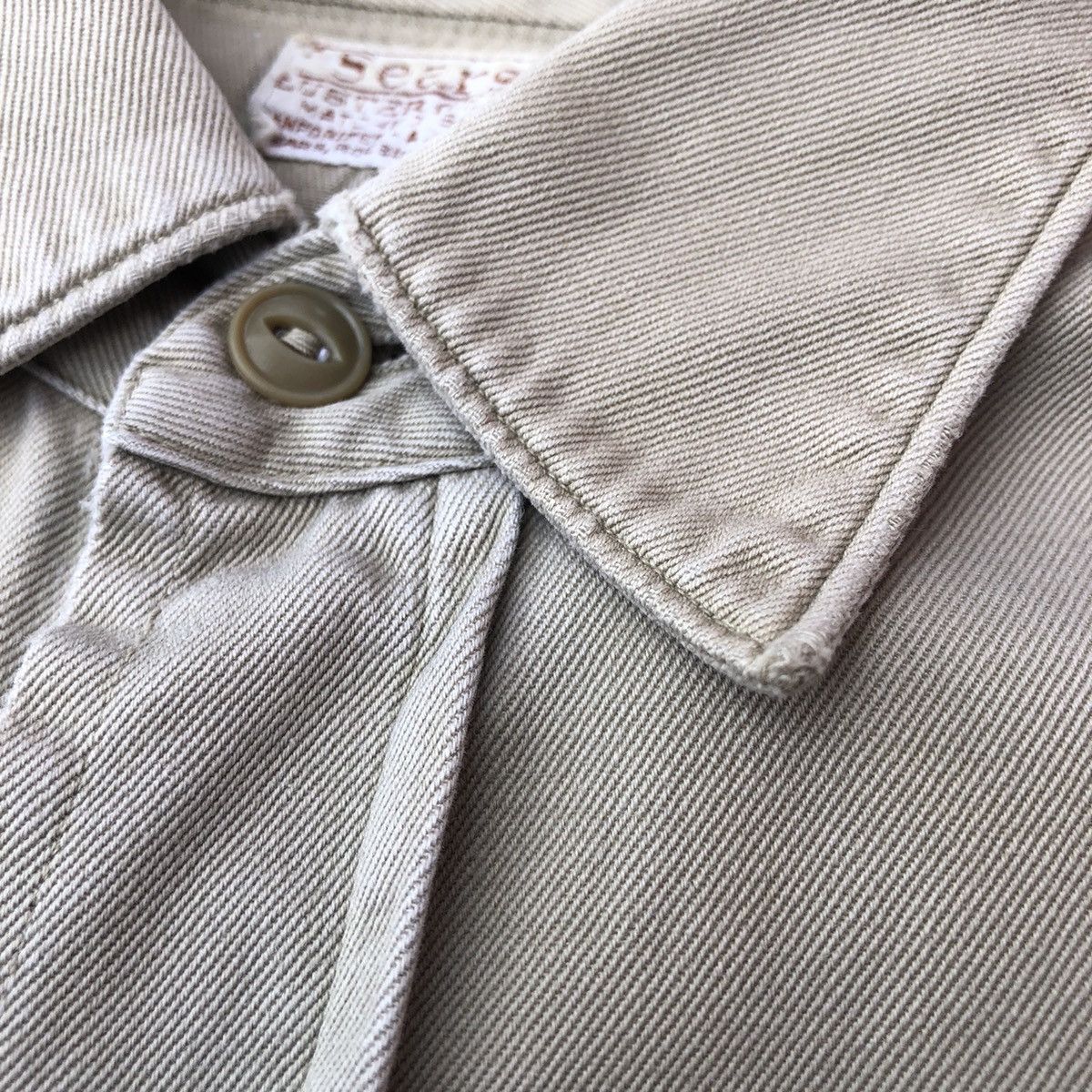 Sears Vintage 50's Sears Khaki Work Shirt Cat Eyes Button Size US L / EU 52-54 / 3 - 8 Thumbnail