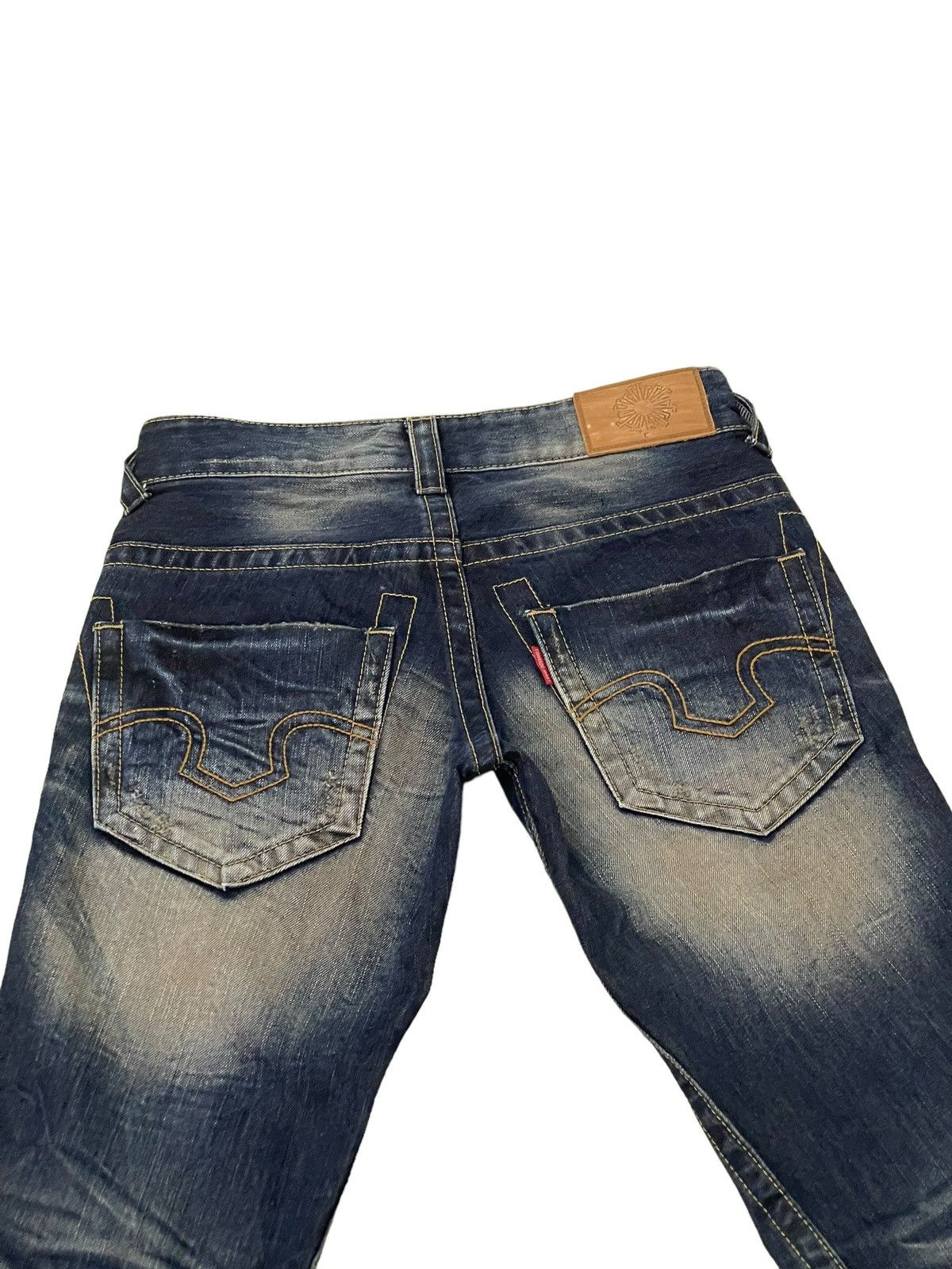 Japanese Brand Flare Jeans Tornado Mart Faded Distress Boot Cut 8🟦8 Size US 29 - 18 Thumbnail