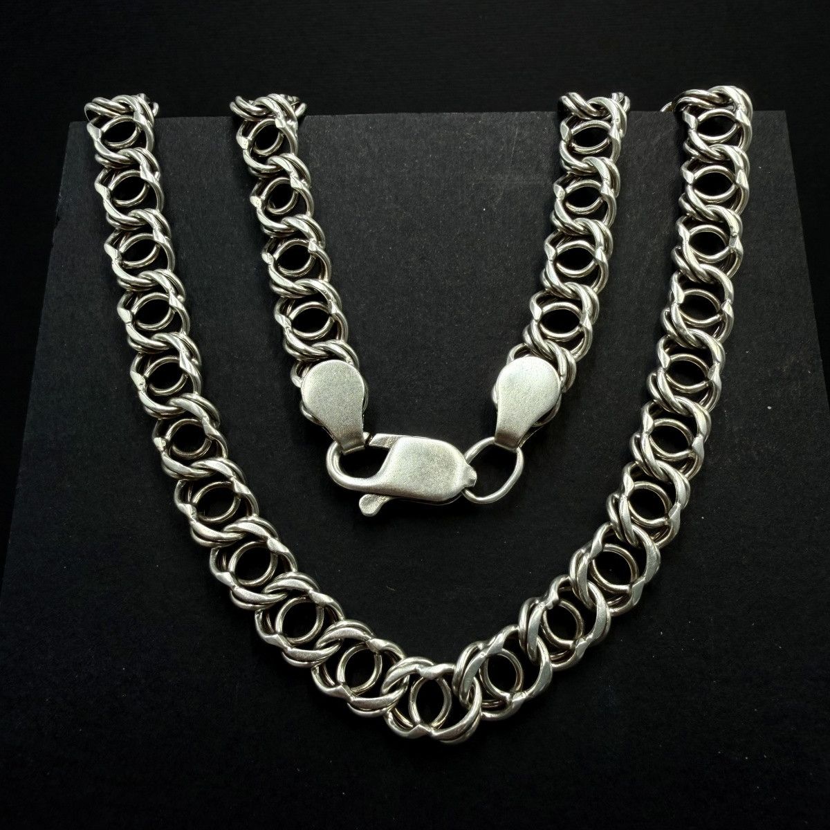 Sterling Silver Heavy 925 Sterling Silver Arabic Bismarck Chain Necklace Size ONE SIZE - 1 Thumbnail