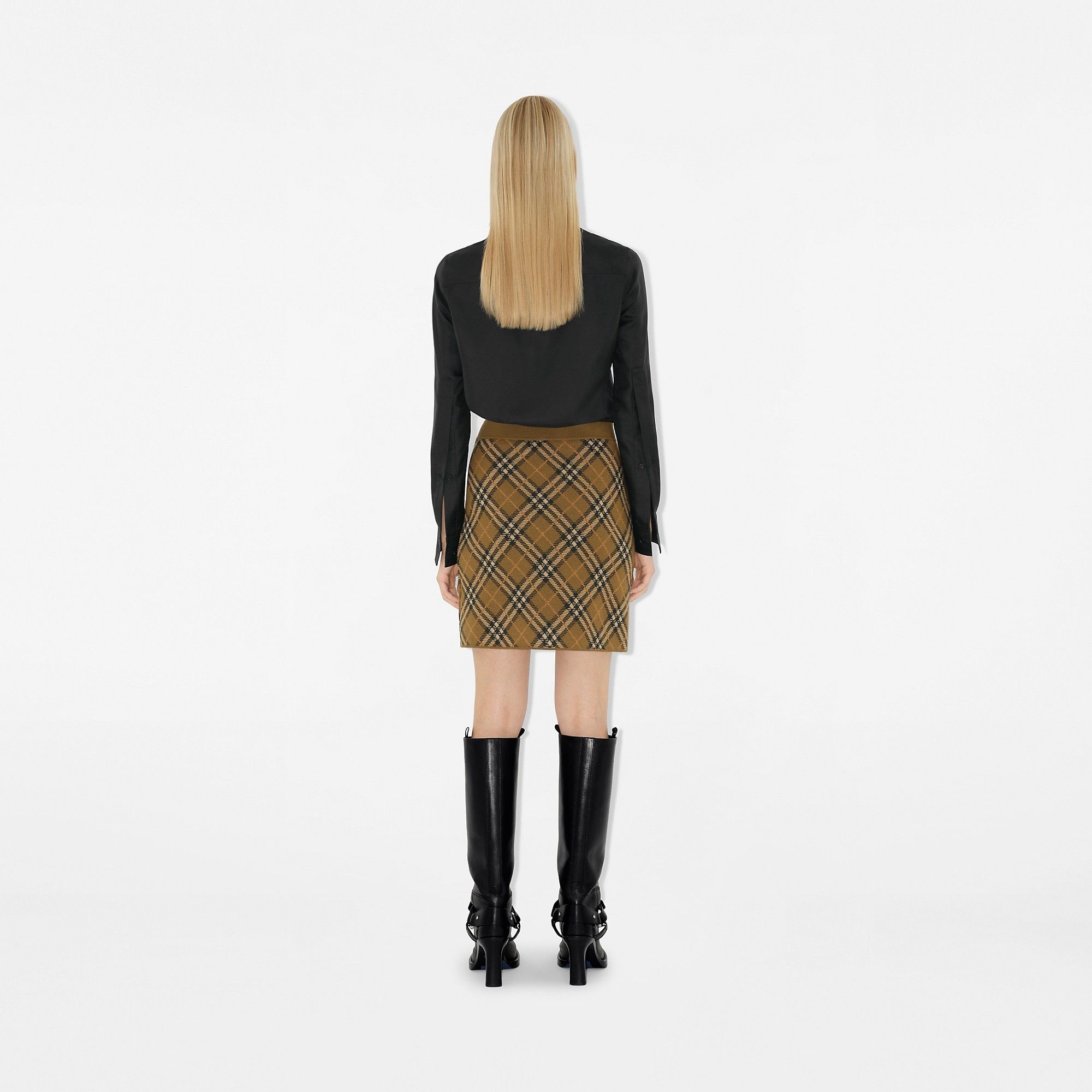 Burberry o1w1db10426 Check Wool Blend Mini Skirt in Multicolor Size 27" / US 4 / IT 40 - 4 Thumbnail