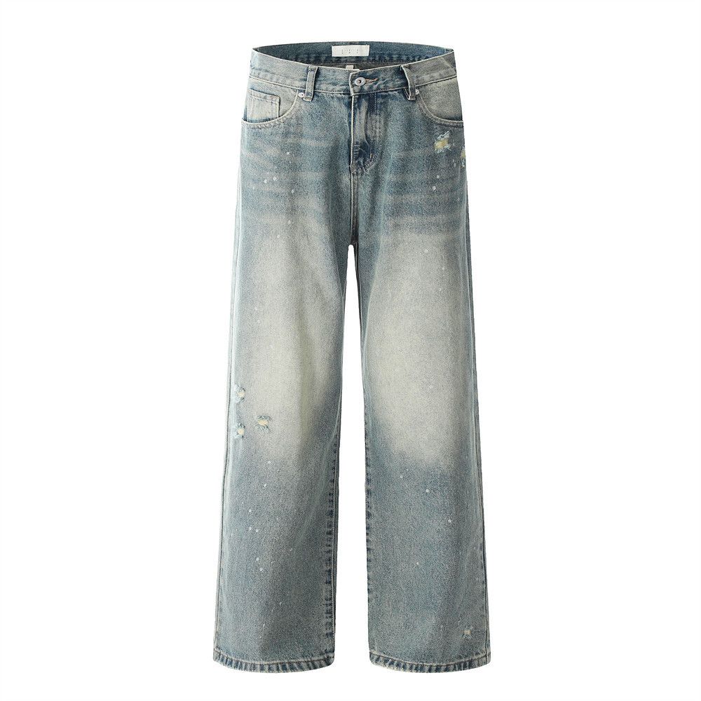 Vintage Men's wide-leg straight-leg punk washed gradient jeans Size US 32 / EU 48 - 1 Thumbnail