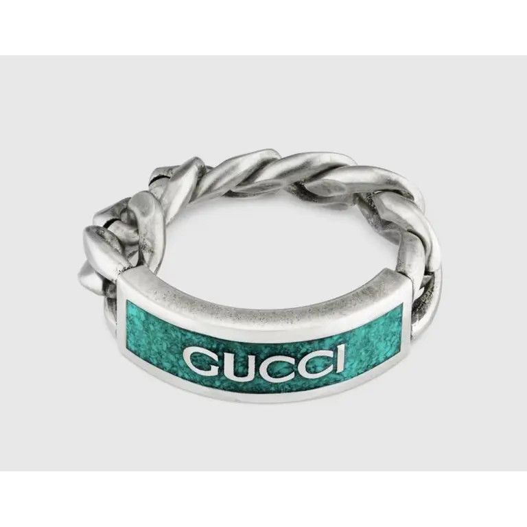 Gucci oc11z0126 Size: 24/ Chain Logo Ring In Silver Size ONE SIZE - 4 Thumbnail