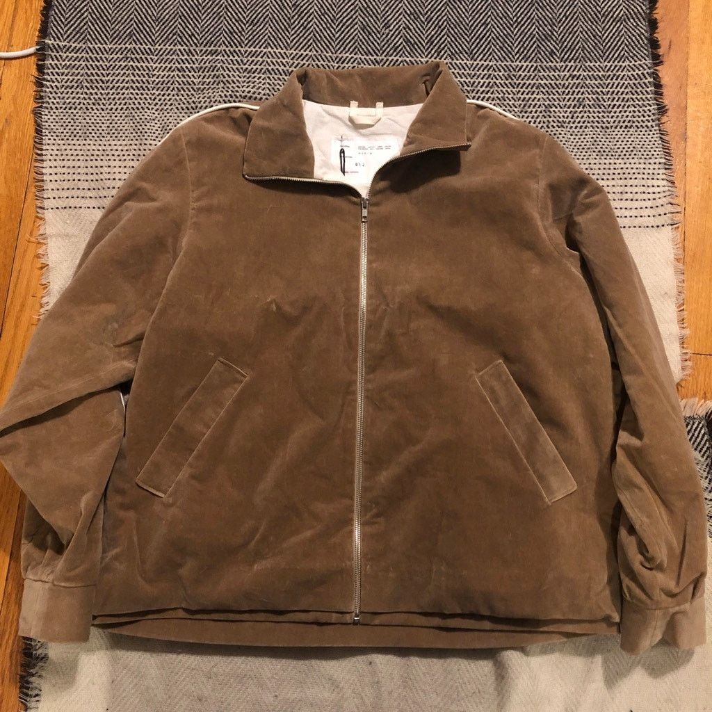 トップス camiel fortgens TRACK JACKET WITH VELVET Camiel Fortgens Tan Velvet Track Jacket Camiel Fortgens
