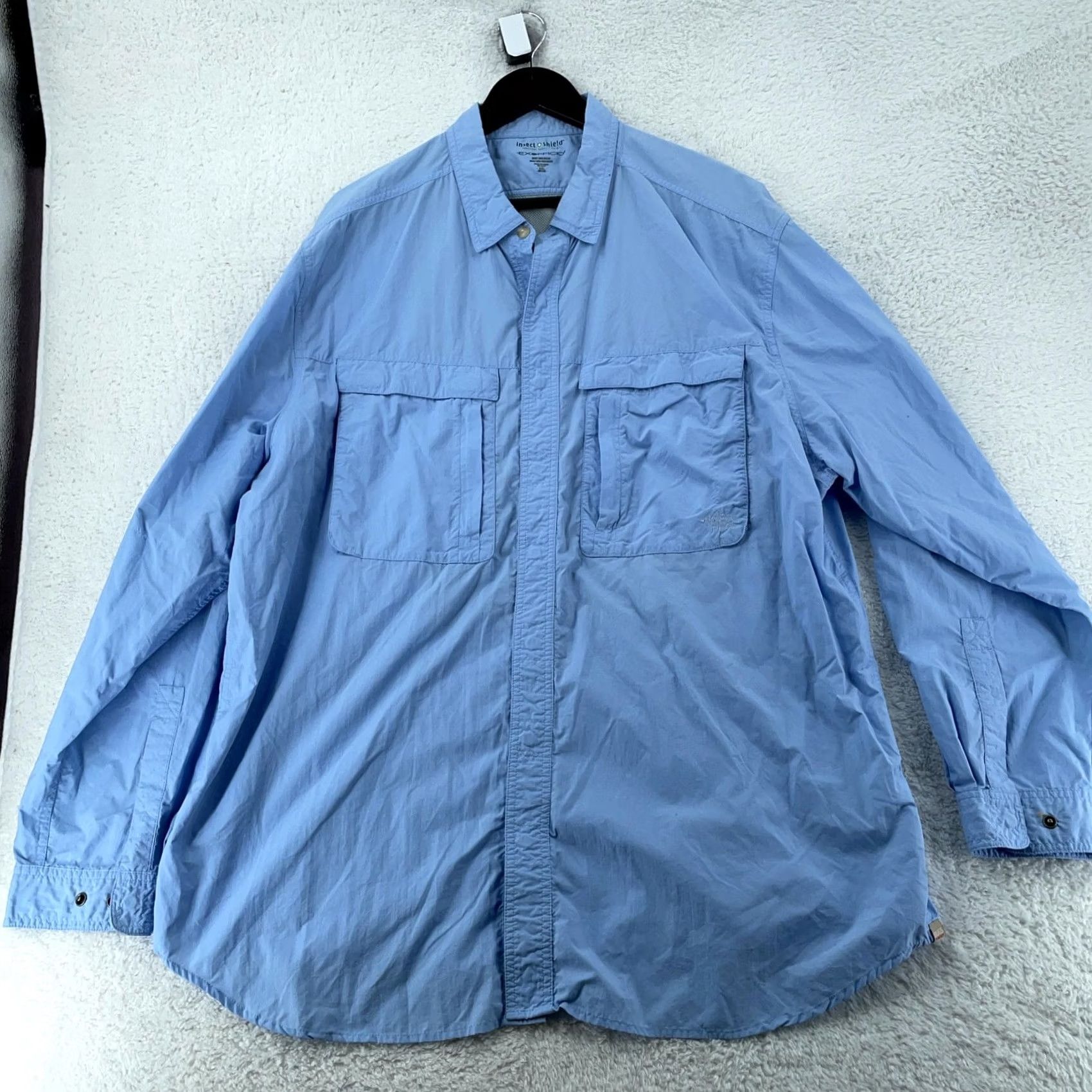 ExOfficio ExOfficio Shirt Mens 2XL Blue Insect Shield Button-Up Ventilated Back Collared Pockets Lightweight Breathable Nylon Polyester Size US XXL / EU 58 / 5 - 2 Thumbnail