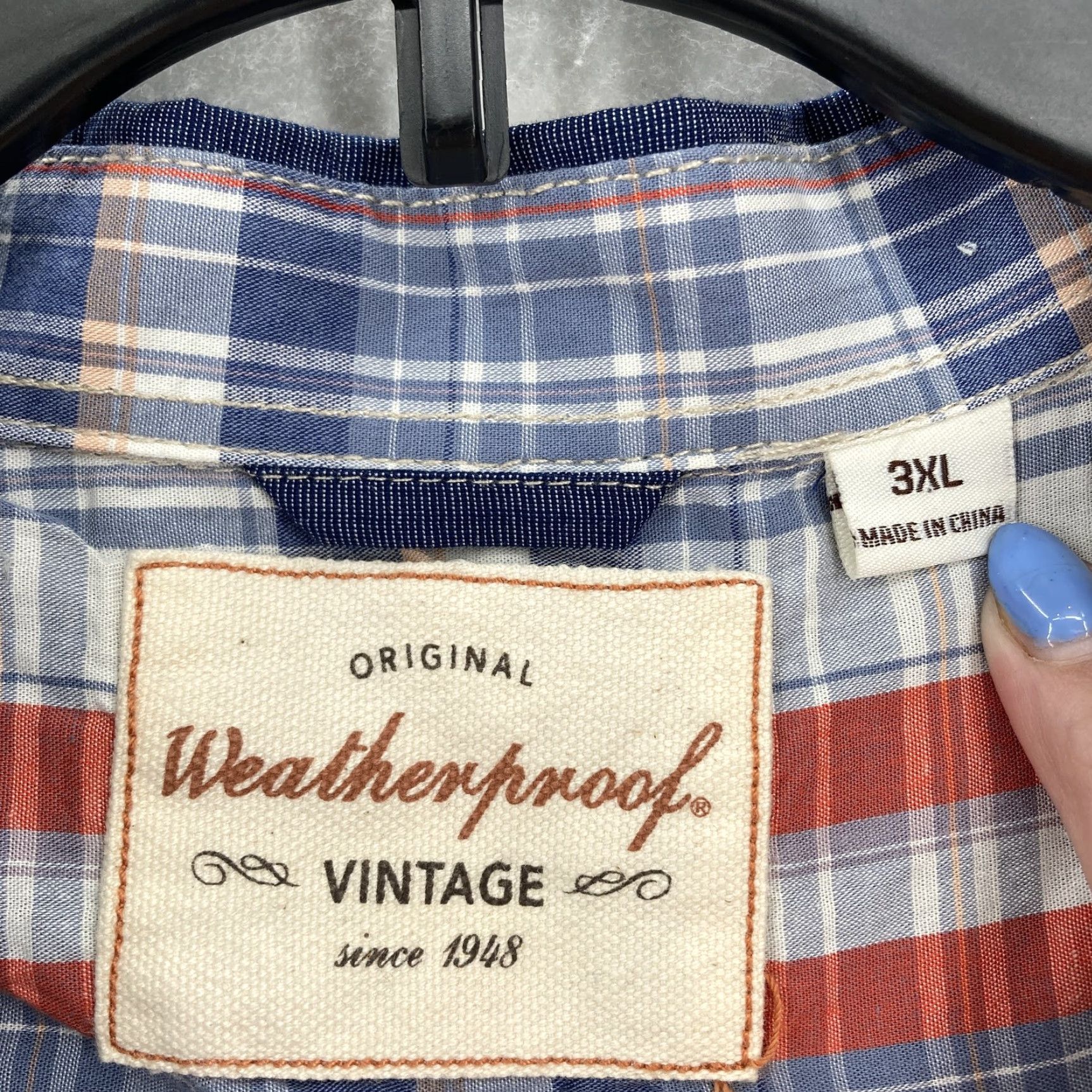 Weatherproof Weatherproof Shirt Mens 3XL Navy Blue Short Sleeve Button Up Pockets Vintage Style Classic Weatherproof Vintage branding Size US XXL / EU 58 / 5 - 4 Thumbnail