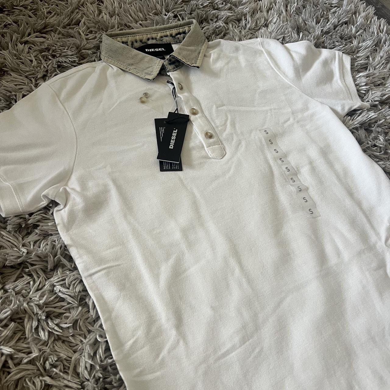 Diesel DIESEL White Polo w/ Denim Collar Size US S / EU 44-46 / 1 - 3 Thumbnail