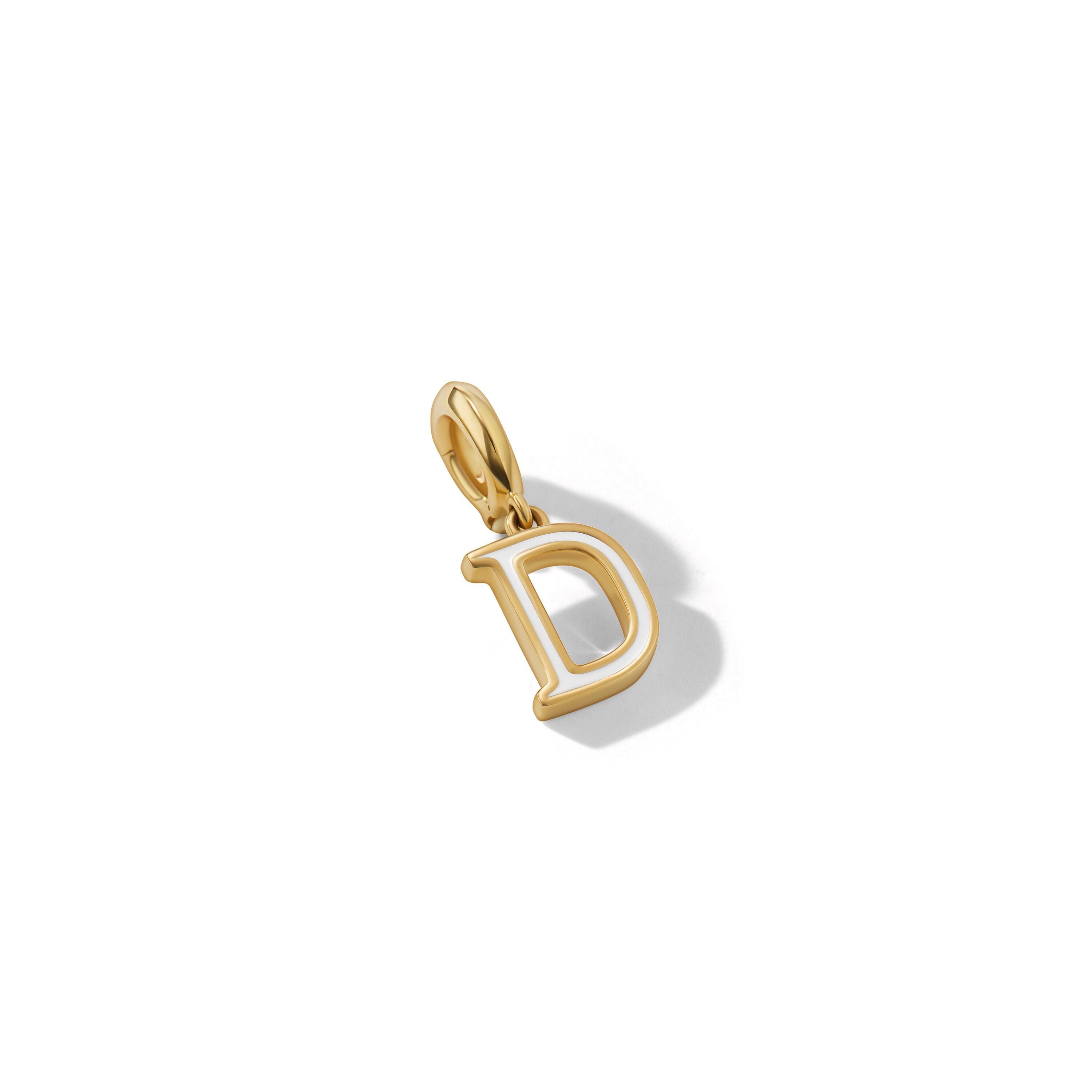 David Yurman o1w1db10325 Petite White Enamel D with 18K Yellow Gold Size ONE SIZE - 2 Thumbnail