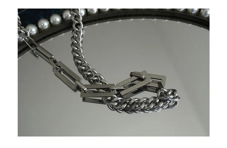 Jewelry Square Mixed Chain Splicing Necklace Size ONE SIZE - 3 Thumbnail
