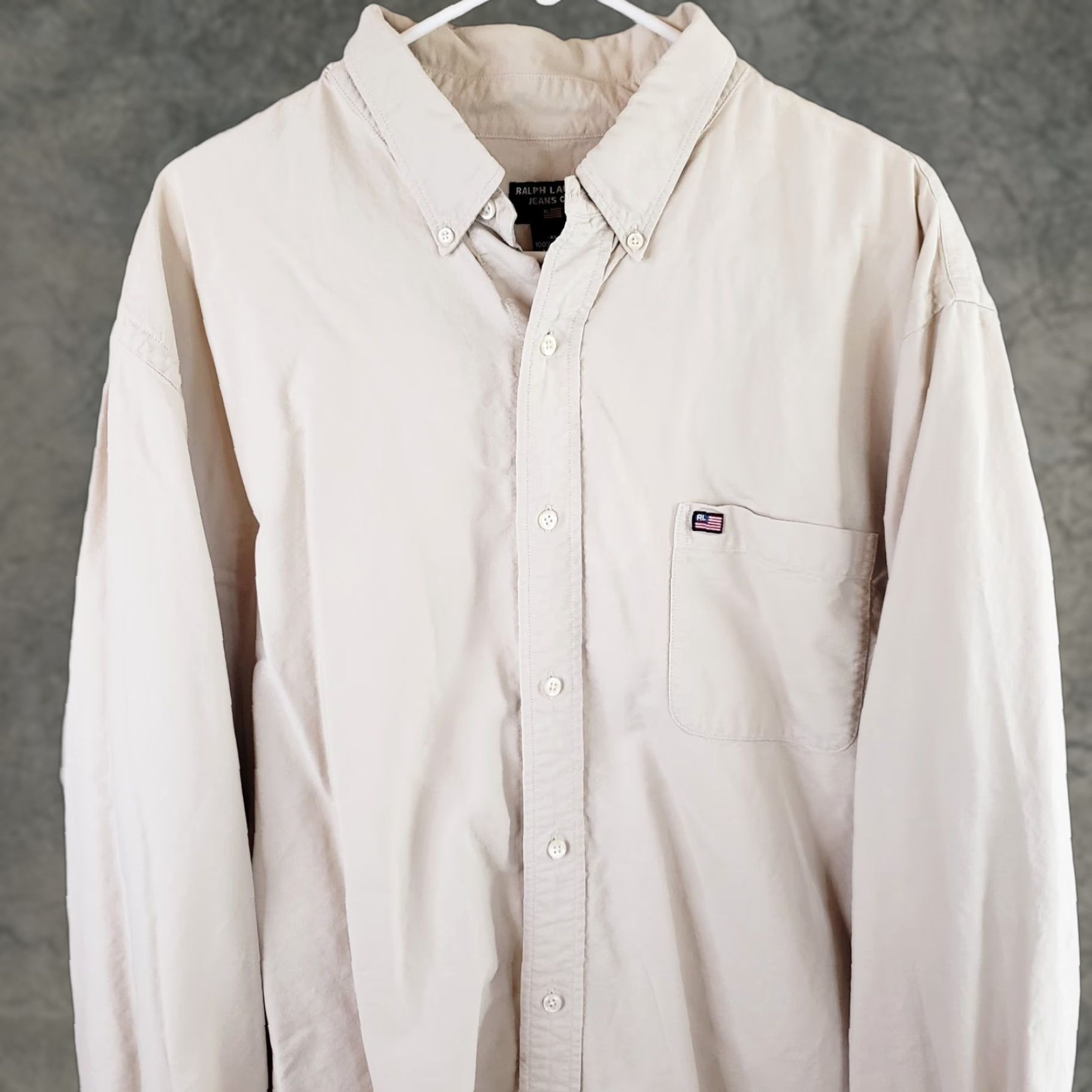 Ralph Lauren Ralph Lauren Jeans Company Men's Button-Up Shirt Long Sleeve Beige XL Button-Down Collar Casual Workwear Size US XL / EU 56 / 4 - 1 Thumbnail