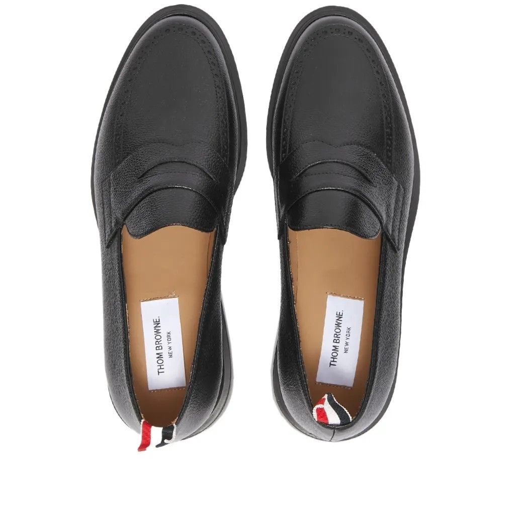 Thom Browne Rubber Sole Penny Loafers Black Left 10 Right