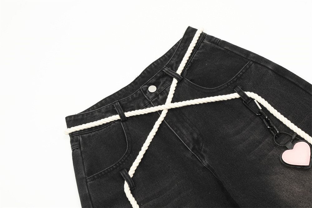 Japanese Brand × Jean Men's loose hemp rope belt with pendant jeans Size US 32 / EU 48 - 2 Thumbnail
