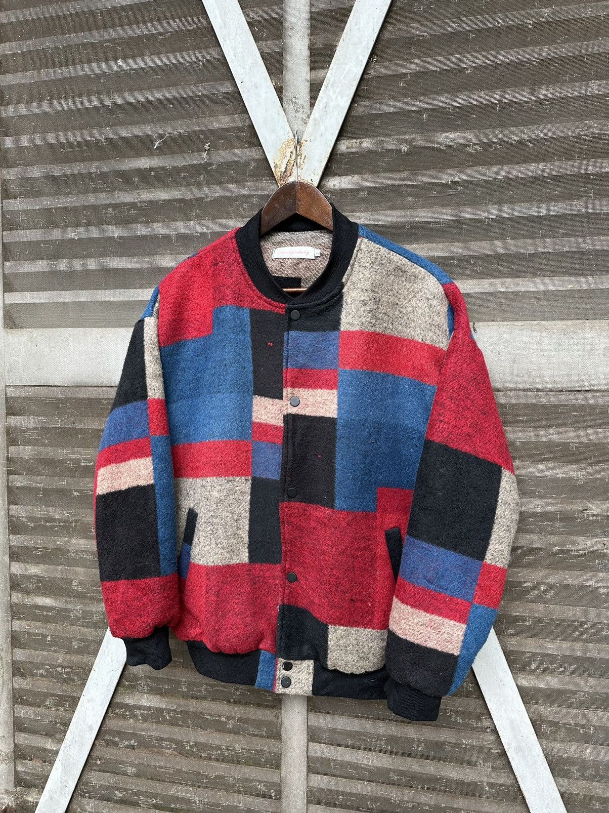 Japanese Brand 👹Japanese Brand Multicolour Patch Wool Bomber Jacket Size US M / EU 48-50 / 2 - 2 Thumbnail