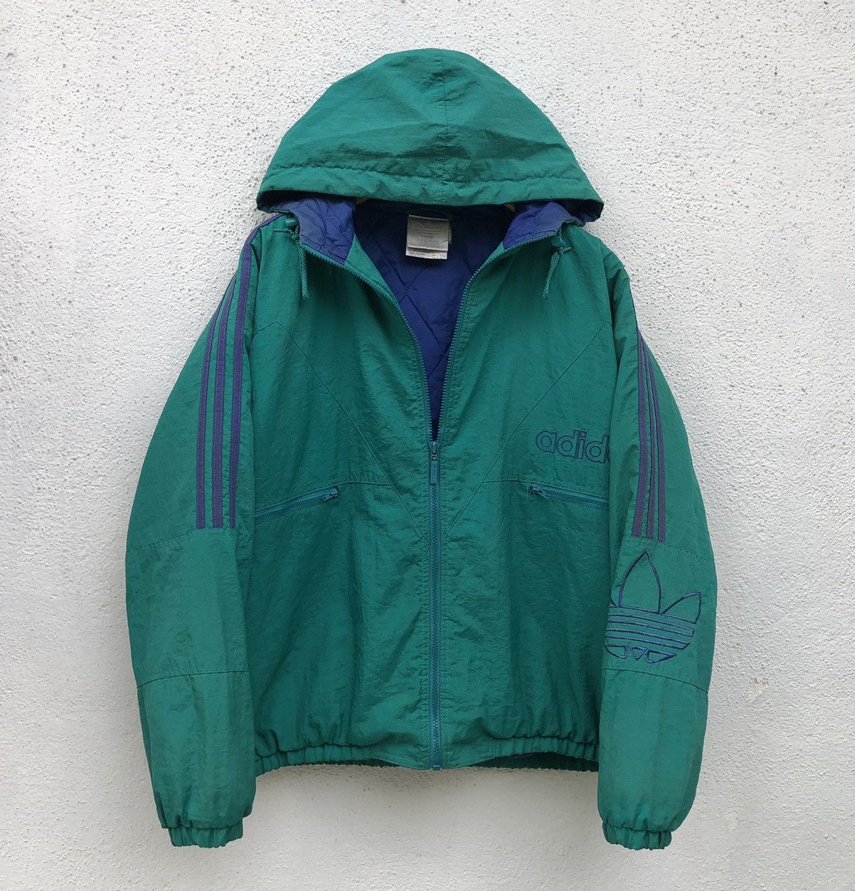 Adidas Vintage Rare/80s Adidas Big Logo Embroidered Nylon Jacket Size US L / EU 52-54 / 3 - 12 Thumbnail