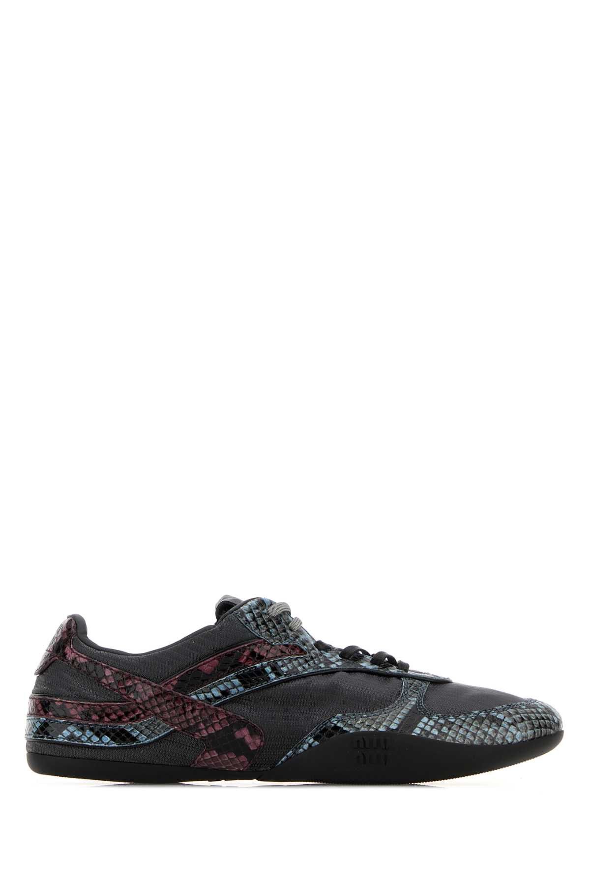 Miu Miu Multicolor Fabric And Leather Sneakers Size US 7 / IT 37 - 1 Thumbnail