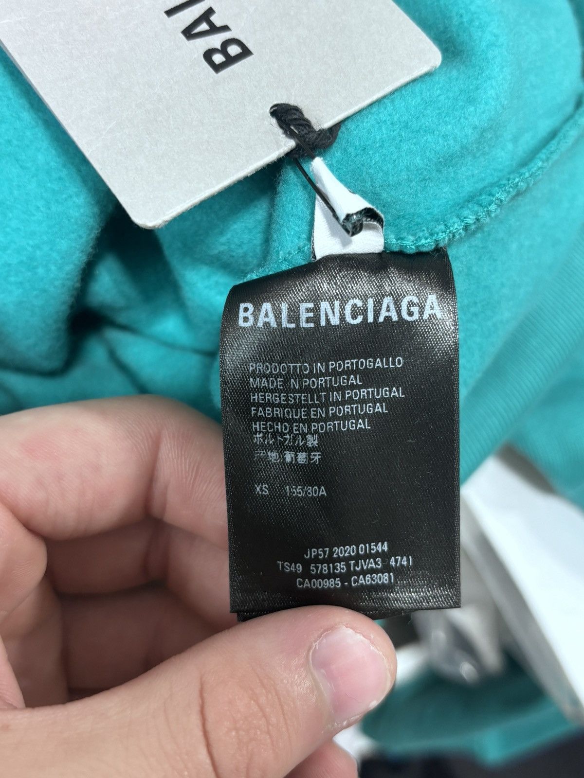 Balenciaga Balenciaga Teal Logo Hoodie Size US XS / EU 42 / 0 - 6 Thumbnail