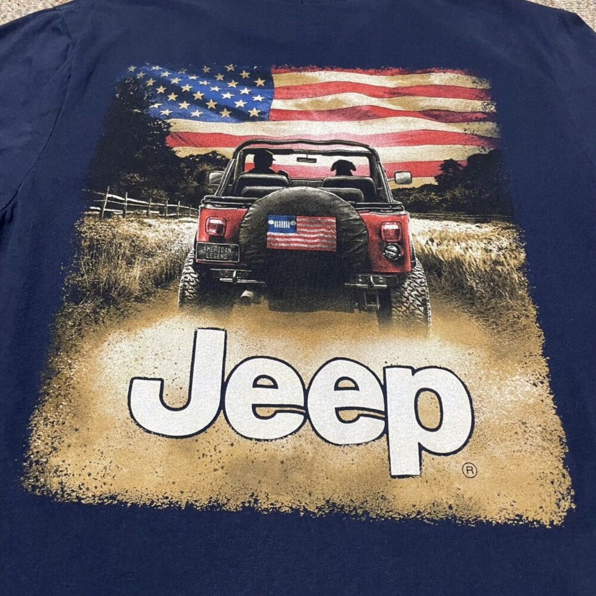 Jeep Jeep American Flag Graphic Navy Blue Tee by JED-CO Men's L Size US L / EU 52-54 / 3 - 2 Thumbnail