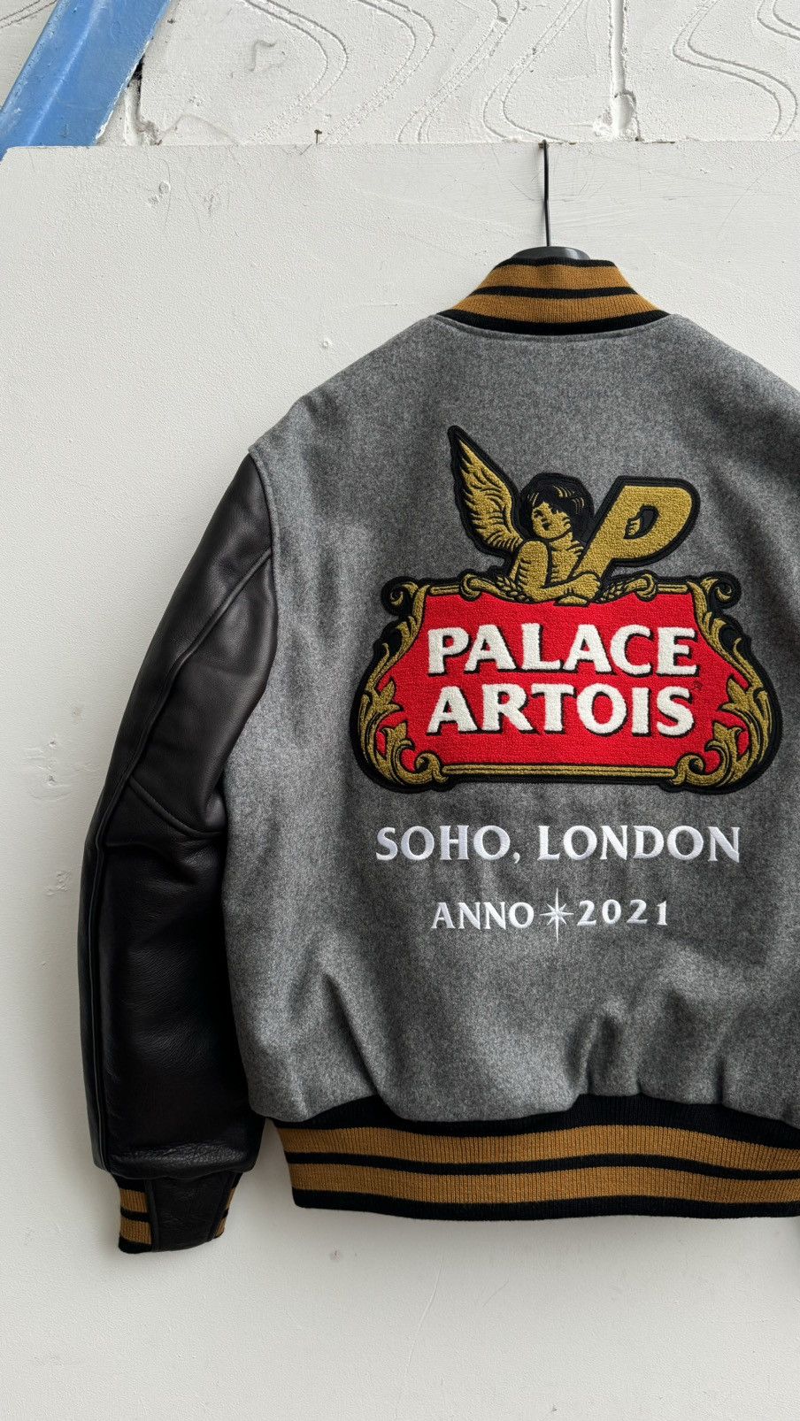 Palace Palace x Stella Artois Wool Stadium Jacket In Grey & Black Size US XL / EU 56 / 4 - 8 Thumbnail