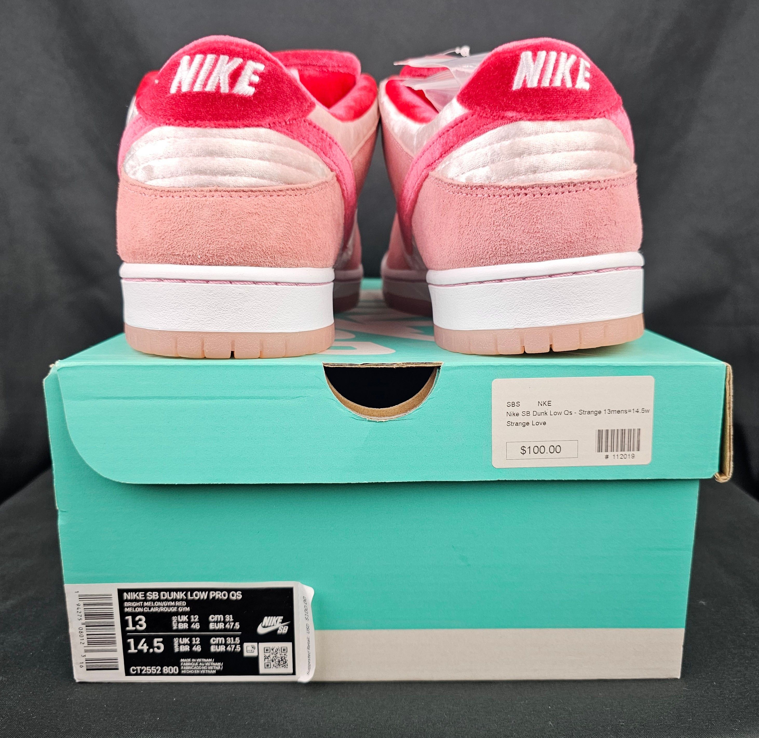 Nike × StrangeLove Skateboards Nike SB Dunk Low x StrangeLove Valentine's Day 2020 Men's Size US 13 / EU 46 - 9 Thumbnail