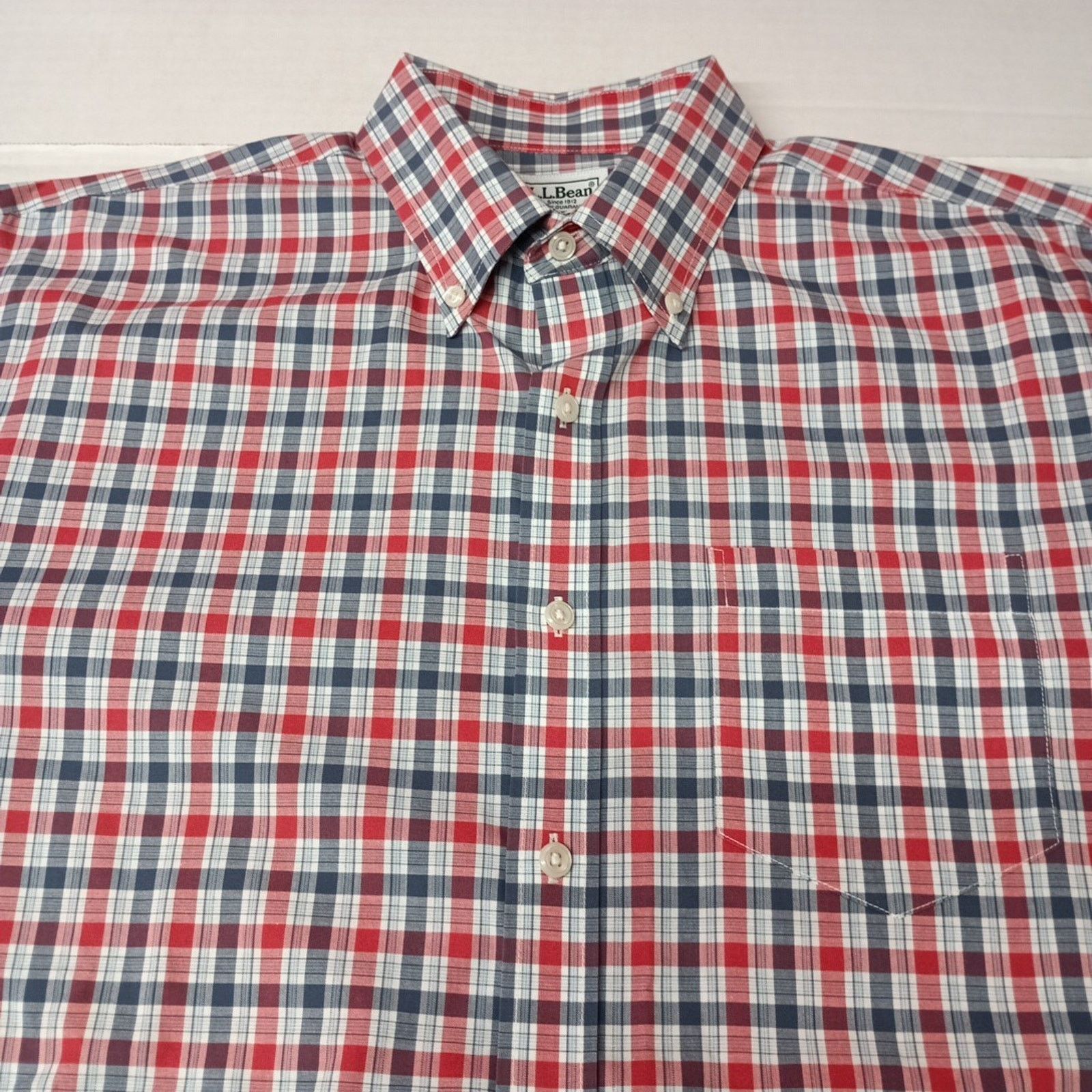L.L. Bean LL Bean Men's Size LT Blue Red White Plaid Shirt Traditional Size US L / EU 52-54 / 3 - 3 Thumbnail