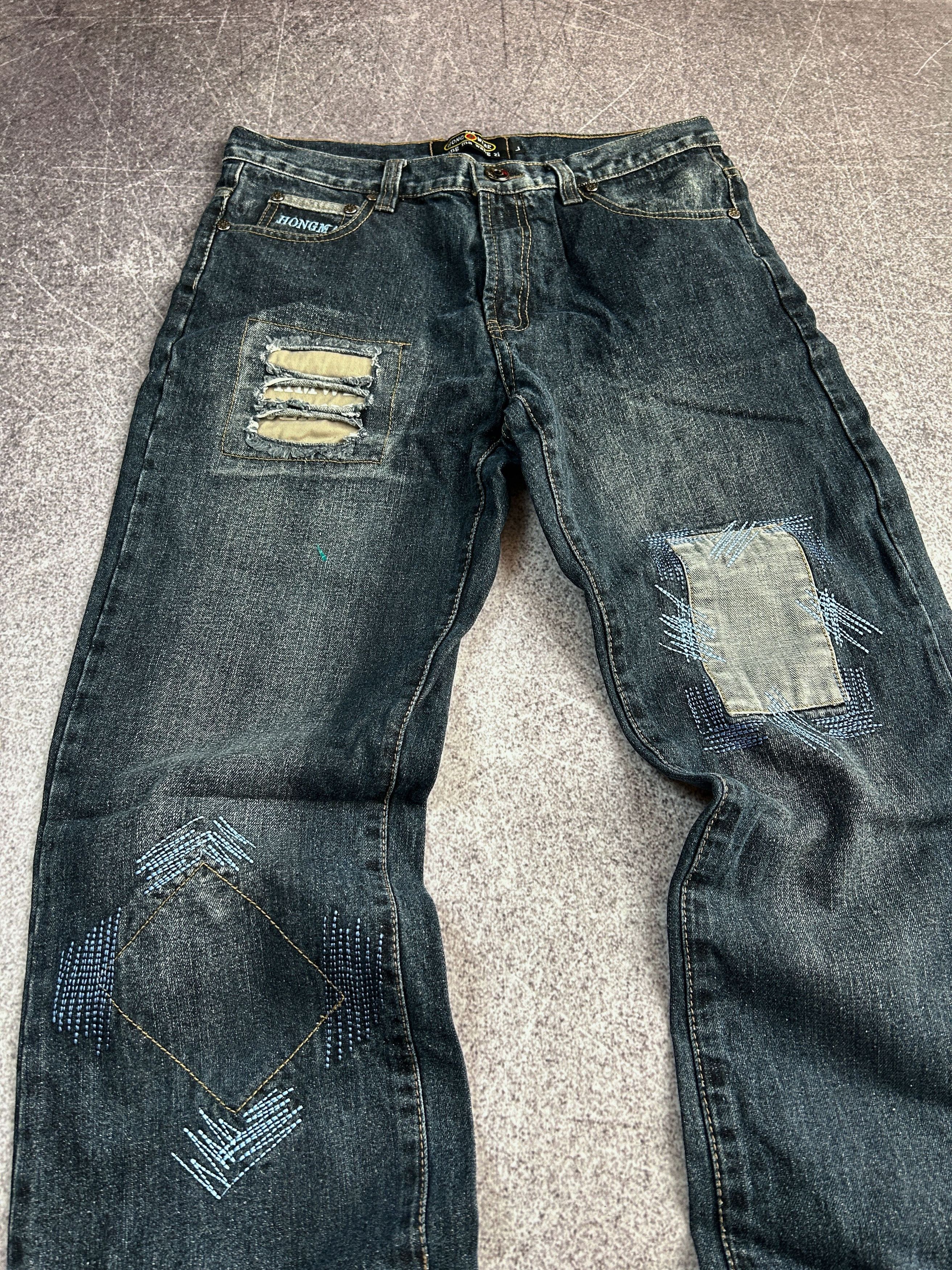Japanese Brand Vintage Distressed Denim Jeans Blue Patchwork Y2K Grunge Size US 32 / EU 48 - 3 Thumbnail