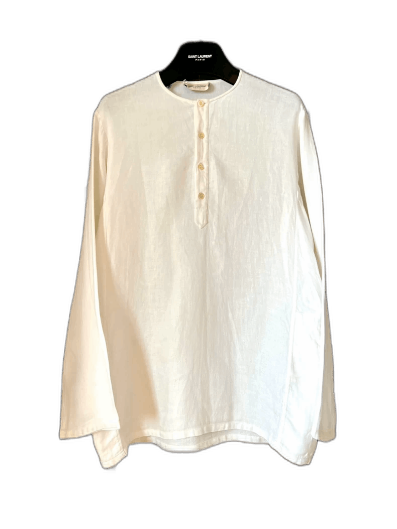 Saint Laurent Paris saint laurent white henley long sleeve-2507 Size US S / EU 44-46 / 1 - 1 Thumbnail