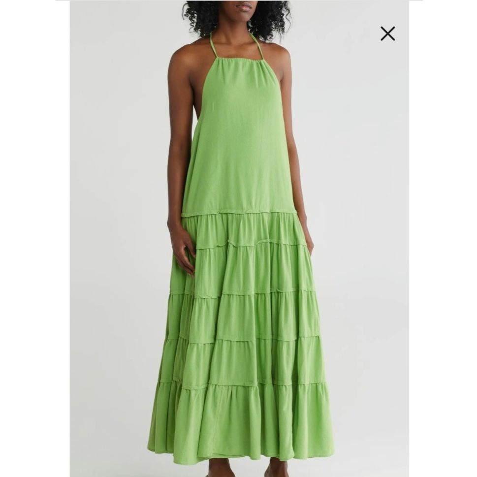 Free People New Somewhere Sunny Drop-Waist Maxi Dress $118 MEDIUM Kiwi Size M / US 6-8 / IT 42-44 - 2 Thumbnail