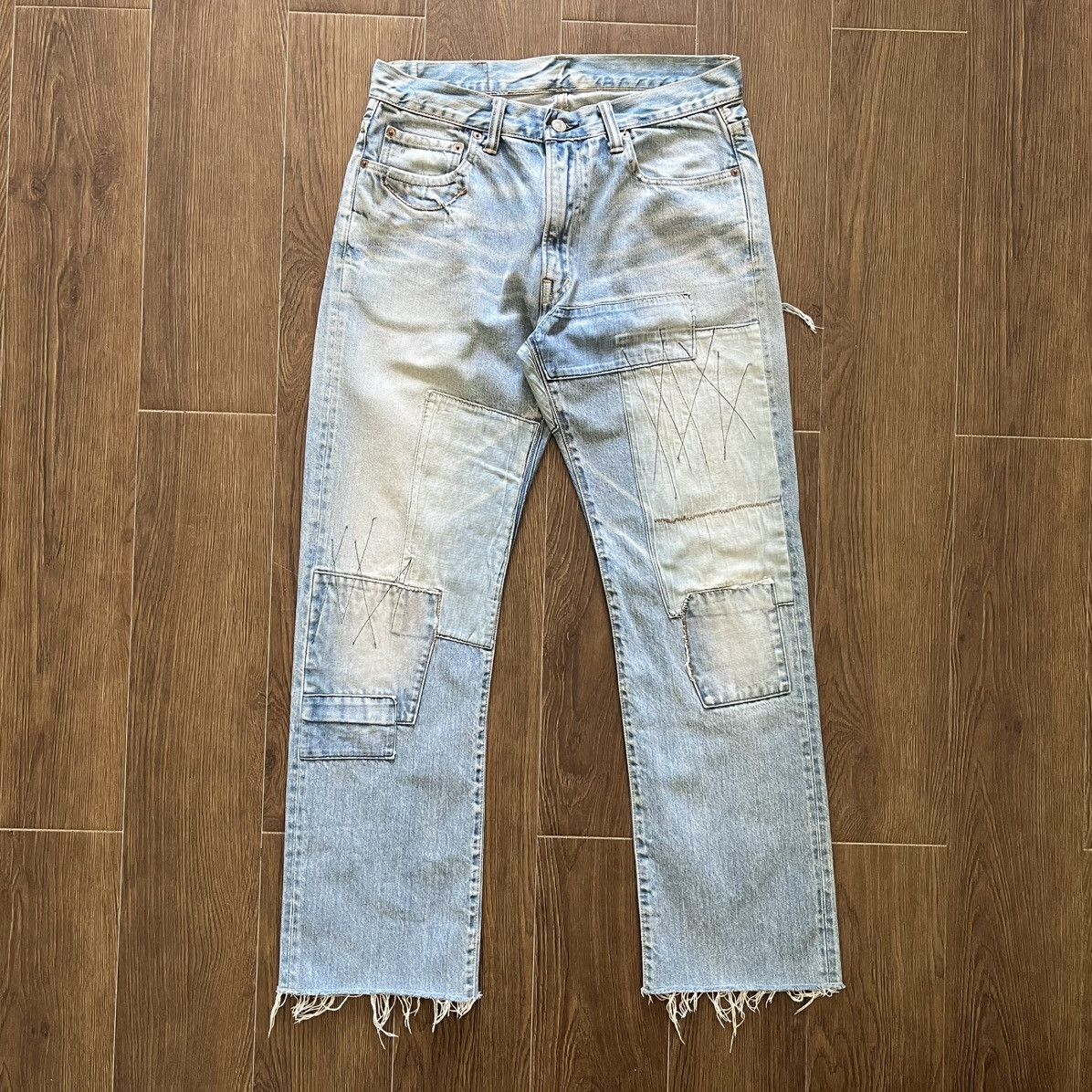 Blue Blue Japan Blue Blue Japan Boro Patchwork Denim – Indigo Repair Jeans Size US 33 - 1 Thumbnail