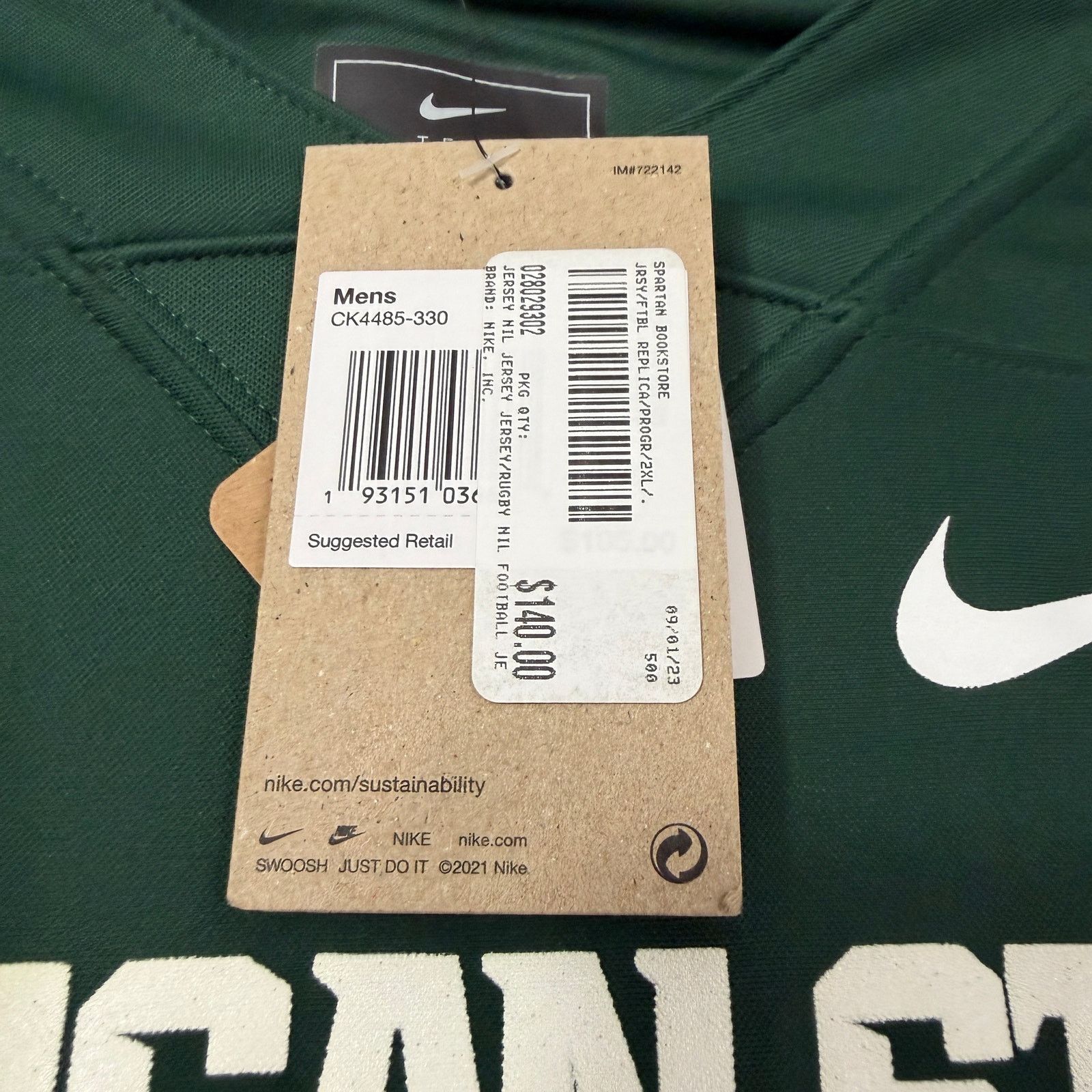 Nike Nike Michigan State Spartans Tre Mosley Jersey 2XL NEW Size US XXL / EU 58 / 5 - 5 Thumbnail