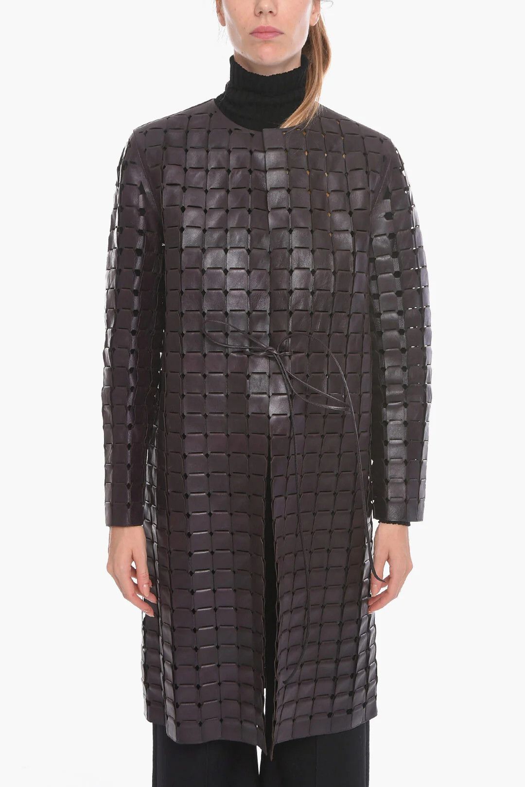 Bottega Veneta og1mm0426 Woven Leather Coat in Brown Size M / US 6-8 / IT 42-44 - 1 Thumbnail
