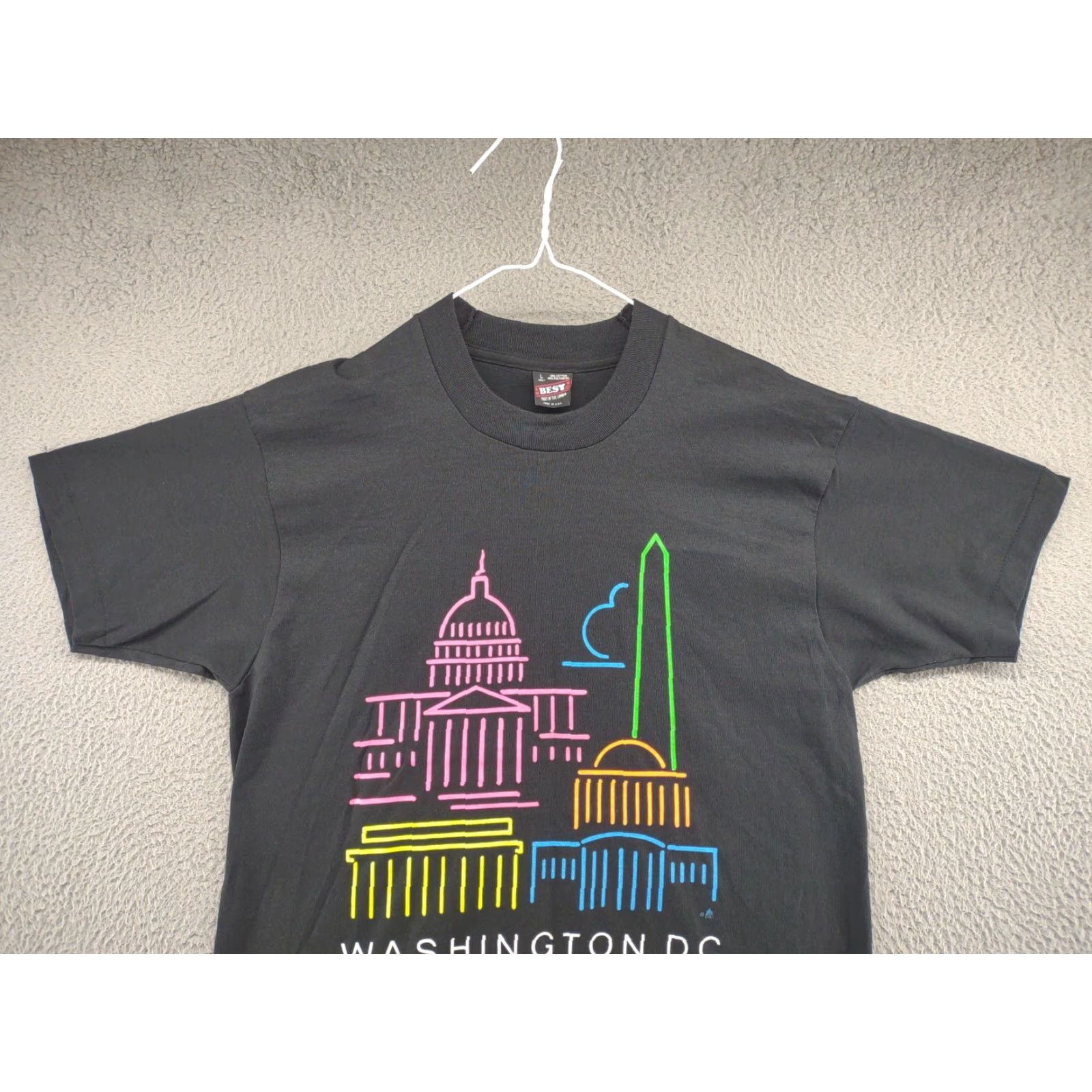 Fruit Of The Loom VINTAGE Washington DC Neon Skyline Single Stitch T-Shirt Men's Large Nike Size US L / EU 52-54 / 3 - 3 Thumbnail