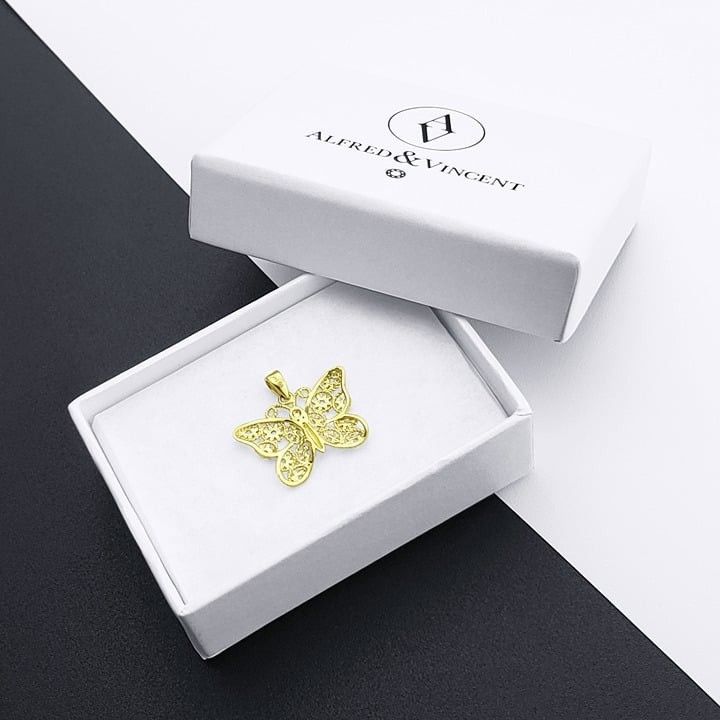 Other Butterfly & Flower Charm Pendant in 14k Yellow & White Gold Size ONE SIZE - 2 Thumbnail