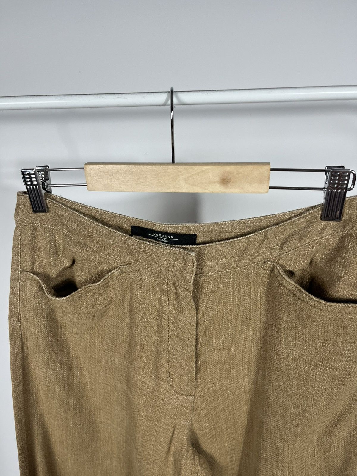Max Mara MaxMara Weekend brown linen blend wide leg trousers pants Size 30" / US 8 / IT 44 - 4 Thumbnail