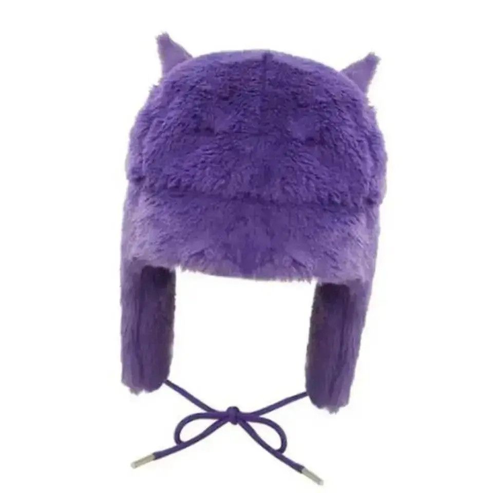 Japanese Brand Y2K Cartoon Anime Purple Hat Ushanka Hat Cute Winter Hat Size ONE SIZE - 2 Thumbnail