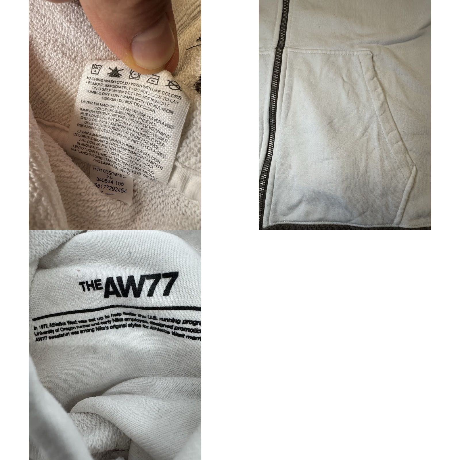 Nike VINTAGE Nike Sportswear AW77 Full Zip Hoodie Mens XL White Orange Size US XL / EU 56 / 4 - 8 Thumbnail