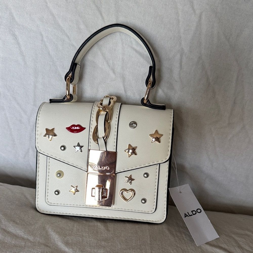 Aldo Aldo Alobrennan off white studded twist lock clasp handle/s Size ONE SIZE - 2 Thumbnail