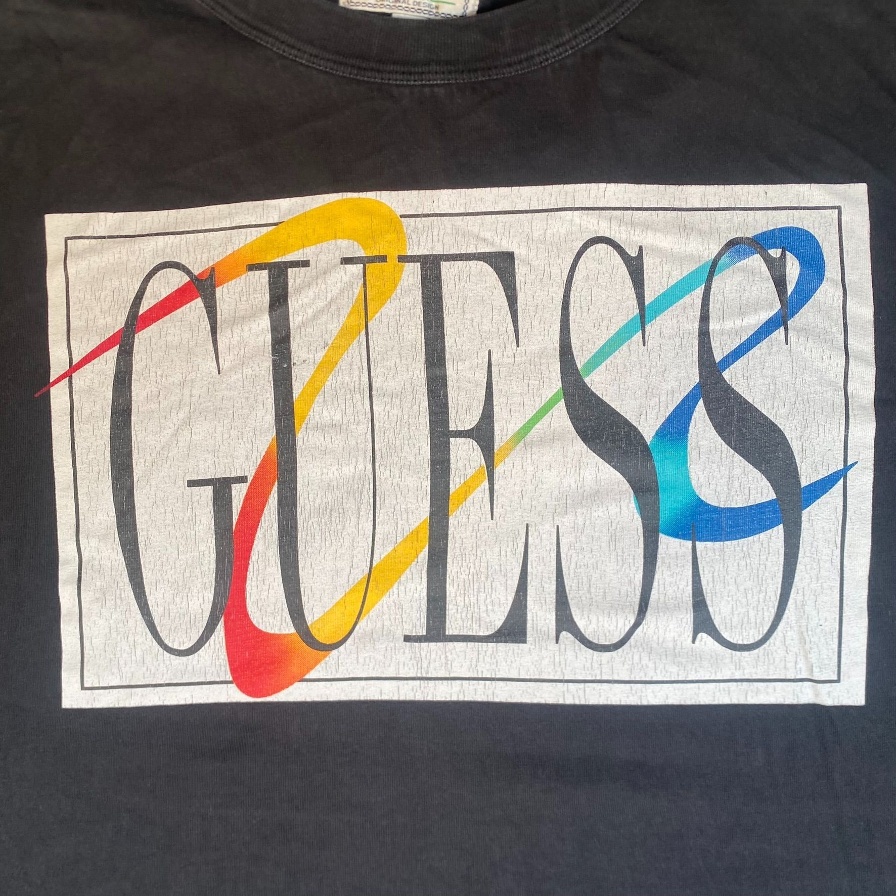 Guess Vintage 90s Guess Jeans Shirt Black Rainbow Box Logo Tee Size US M / EU 48-50 / 2 - 3 Thumbnail
