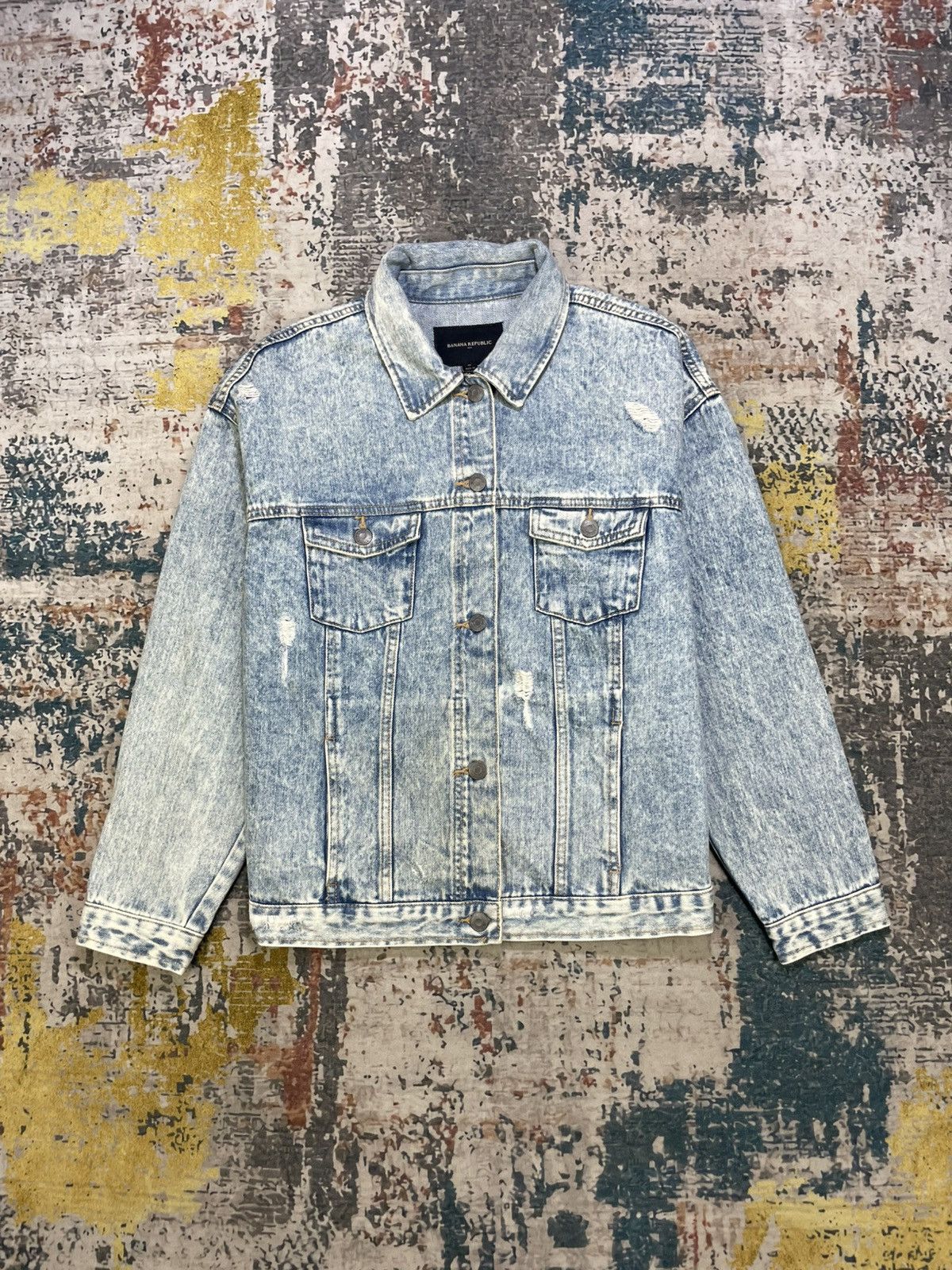 Banana Republic Banana Republic Distressed Acid Wash Denim Jacket Size M / US 6-8 / IT 42-44 - 1 Thumbnail