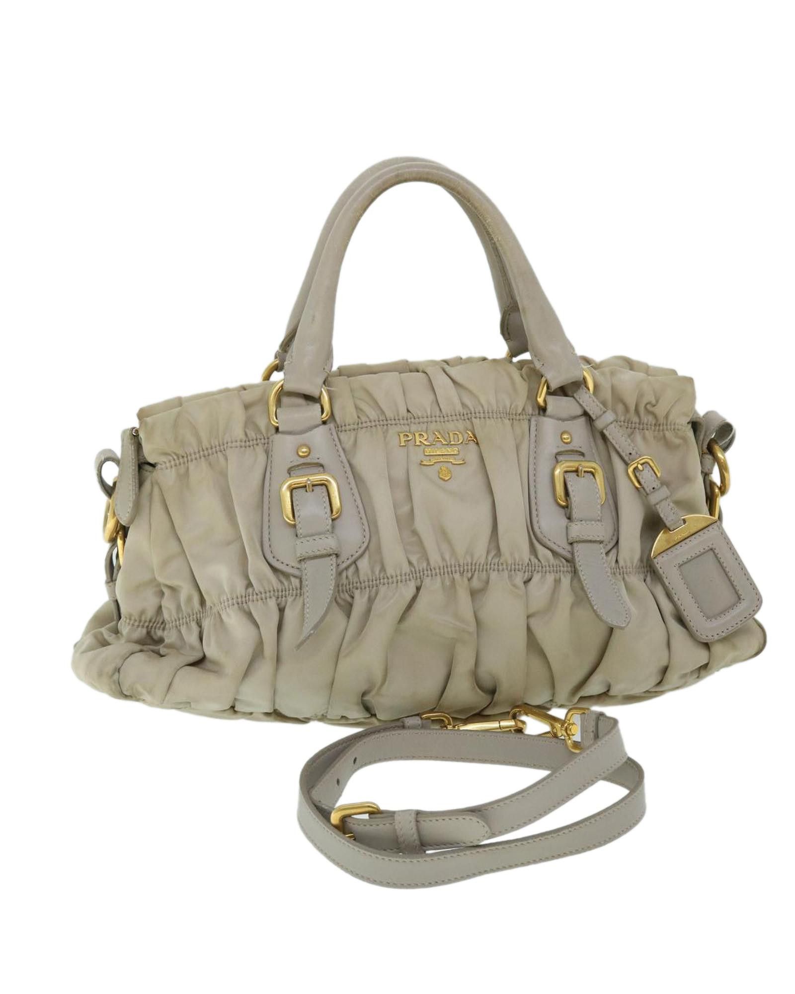 image of Prada Beige Nylon Hand Bag, Women's