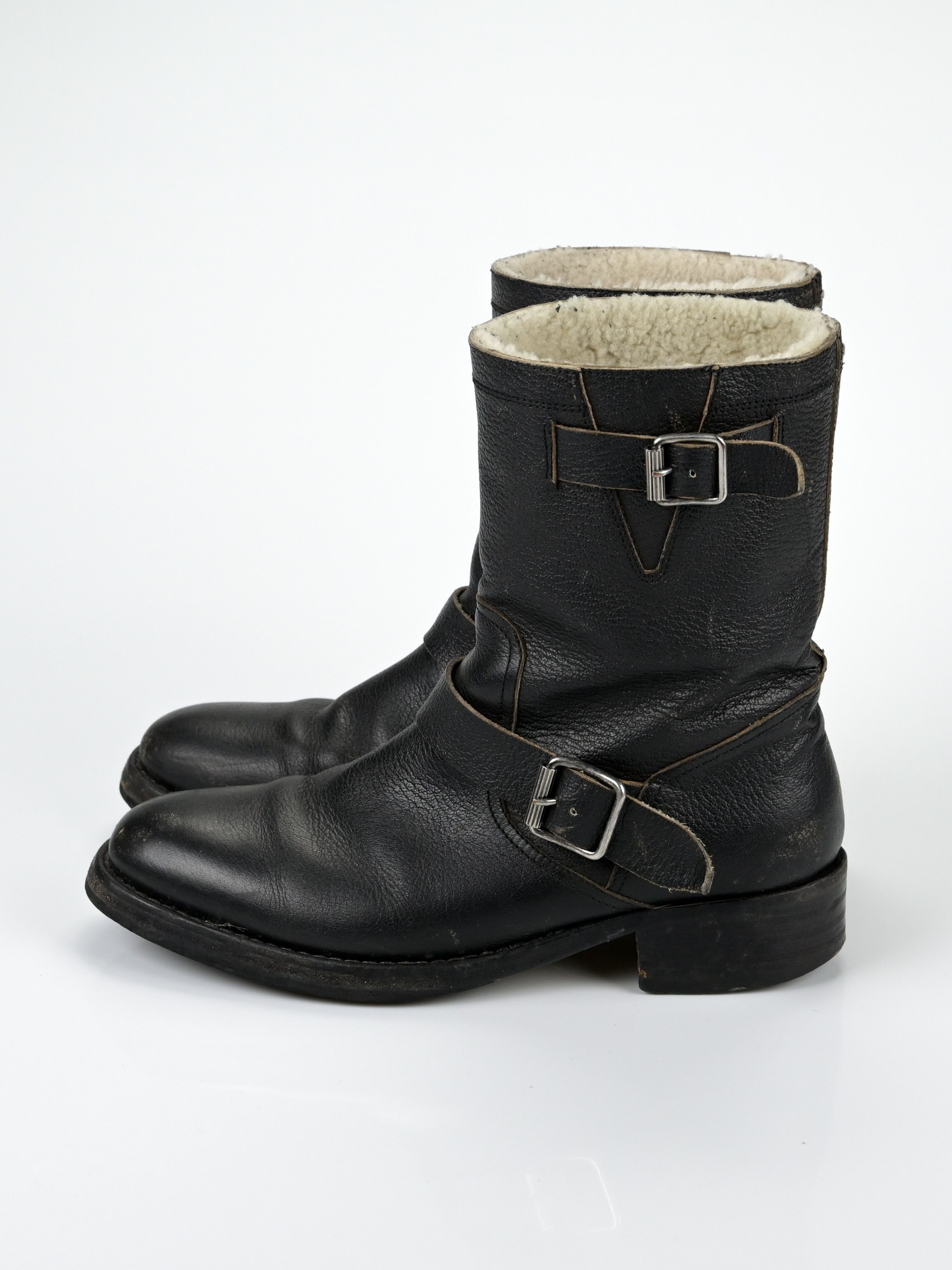 Maison Margiela Shearling-Lined Leather Biker Boots Size US 9 / EU 42 - 4 Thumbnail
