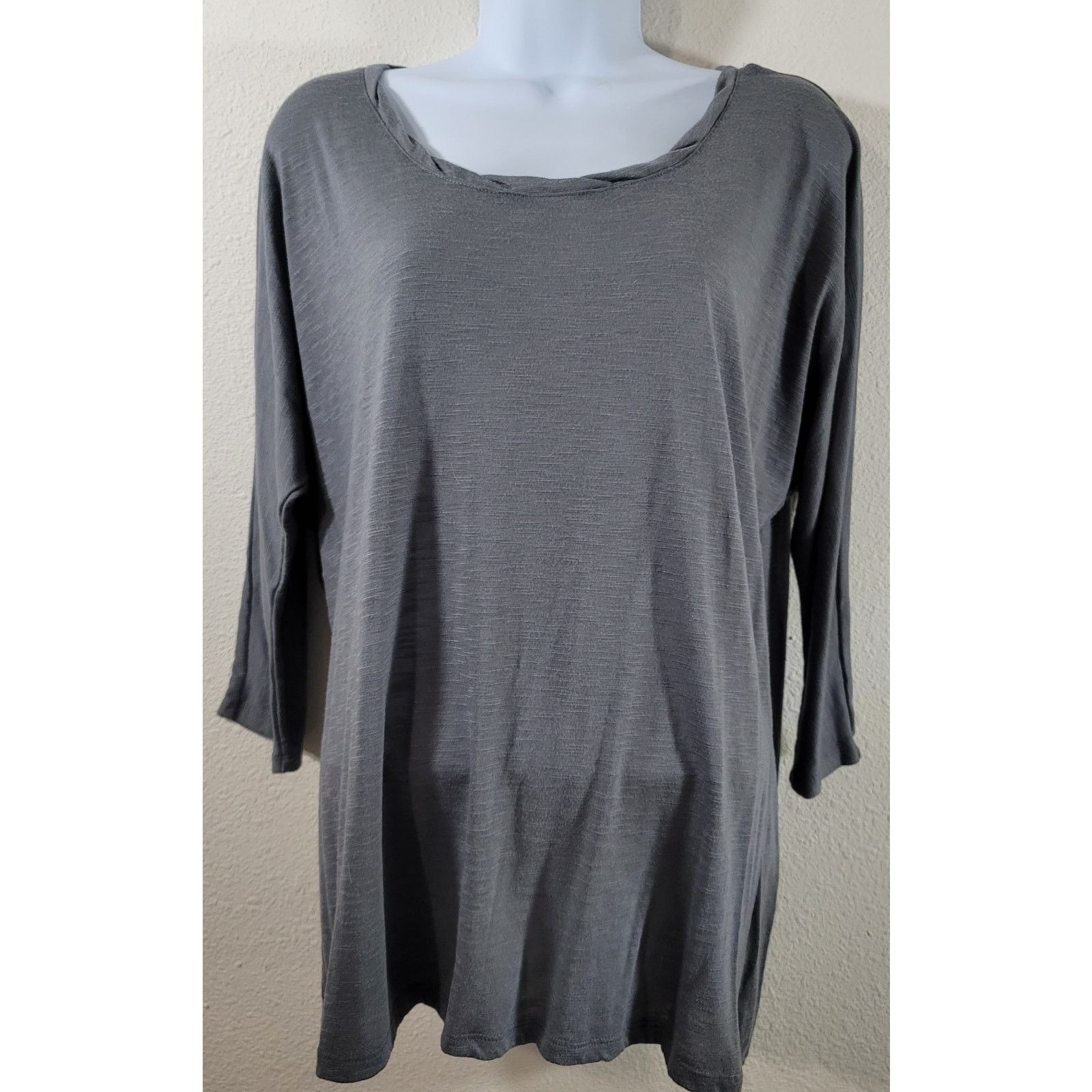 Other Cato Gray Slub Knit Twisted Round Collar Top Large Size L / US 10 / IT 46 - 1 Thumbnail