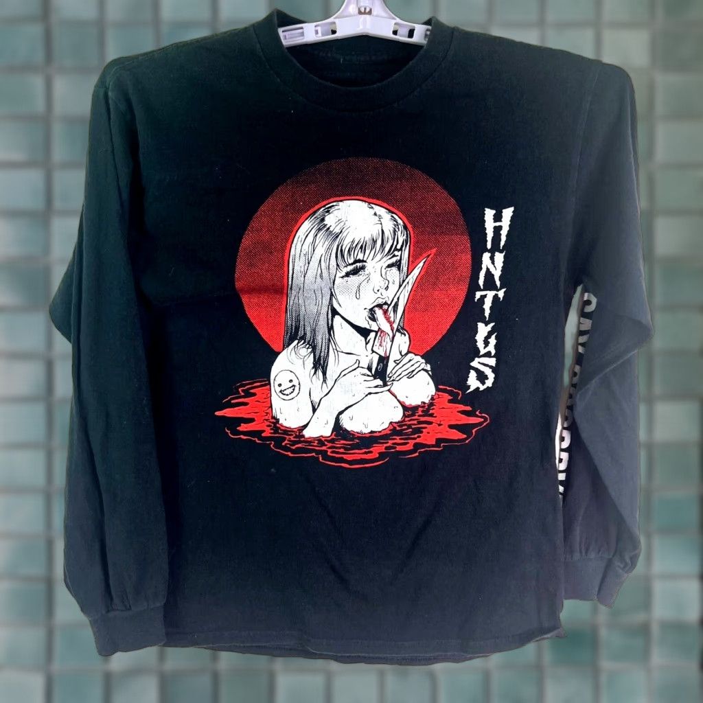 Vintage Hauntless Anime Say Goodbye Long Sleeve T-Shirt Adult M Black Crew Neck Graphic Print Logo Regular Men Size US M / EU 48-50 / 2 - 1 Thumbnail
