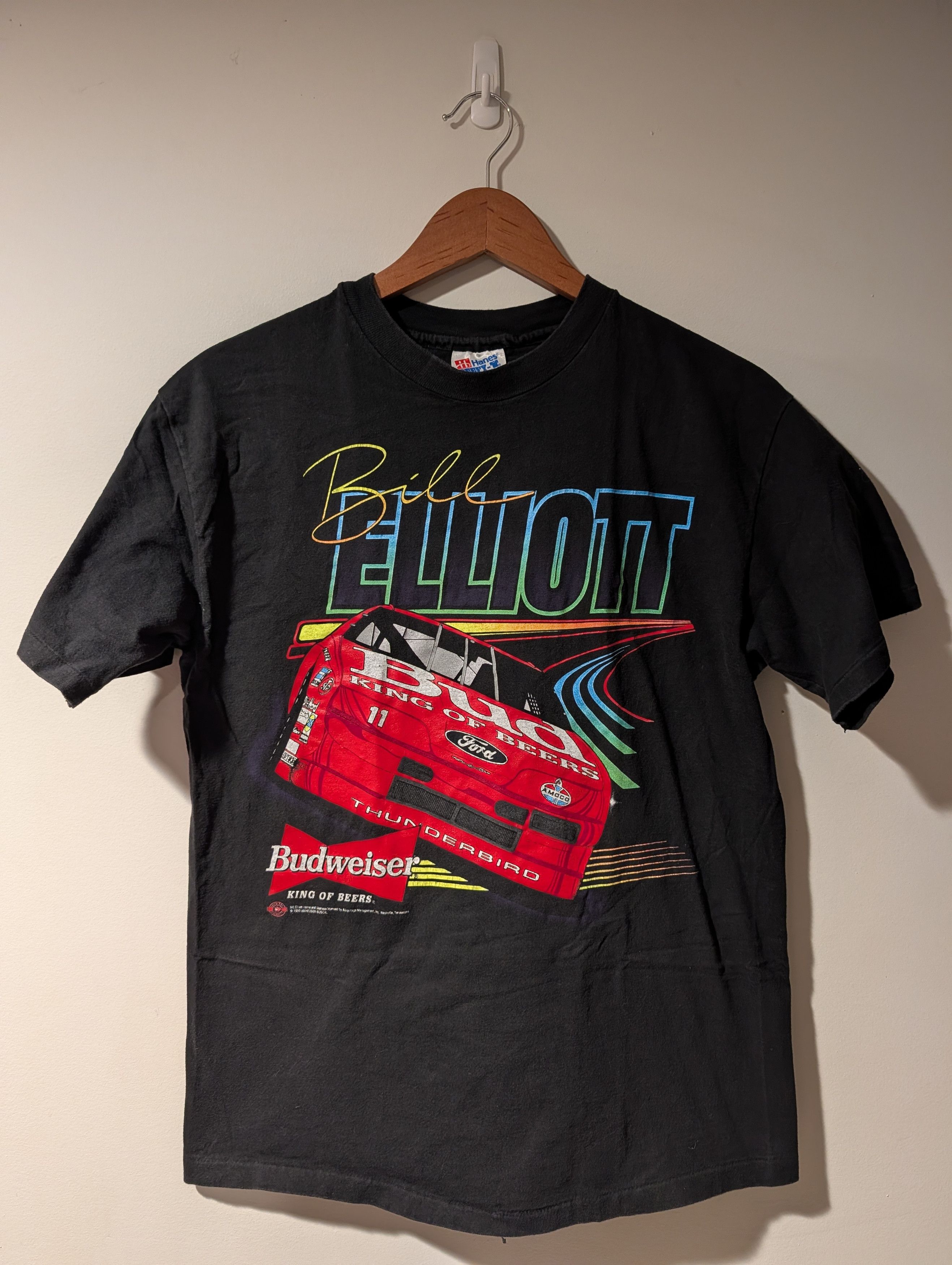 NASCAR Vintage 90s Bill Elliott NASCAR T Shirt Budweiser Thunder Size US M / EU 48-50 / 2 - 1 Thumbnail