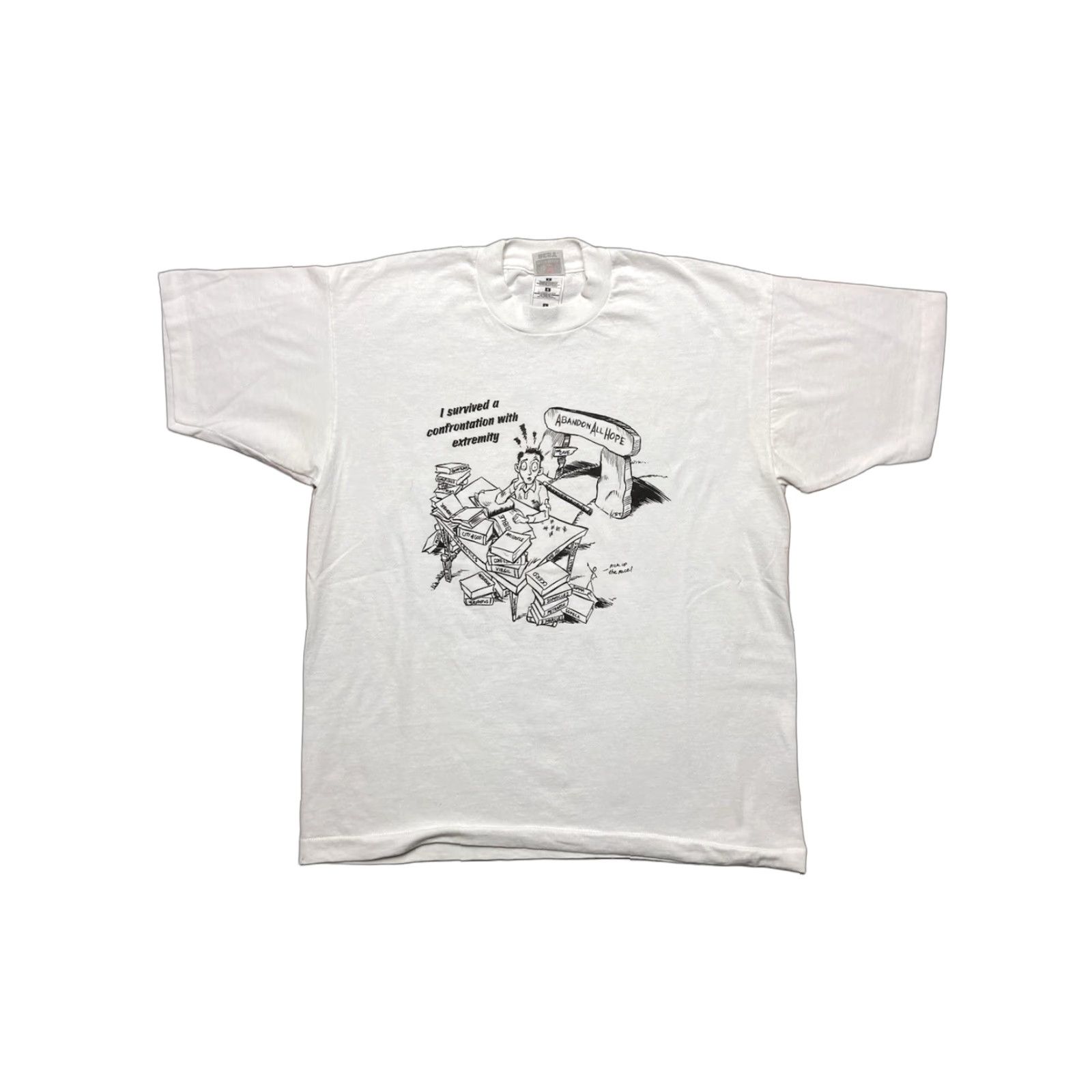Fruit Of The Loom VINTAGE 90s T Shirt confrontation with extremity Jesus tee abandon hope Large Mens T-Shirt White 90s Fruit of the Loom Size US L / EU 52-54 / 3 - 1 Thumbnail