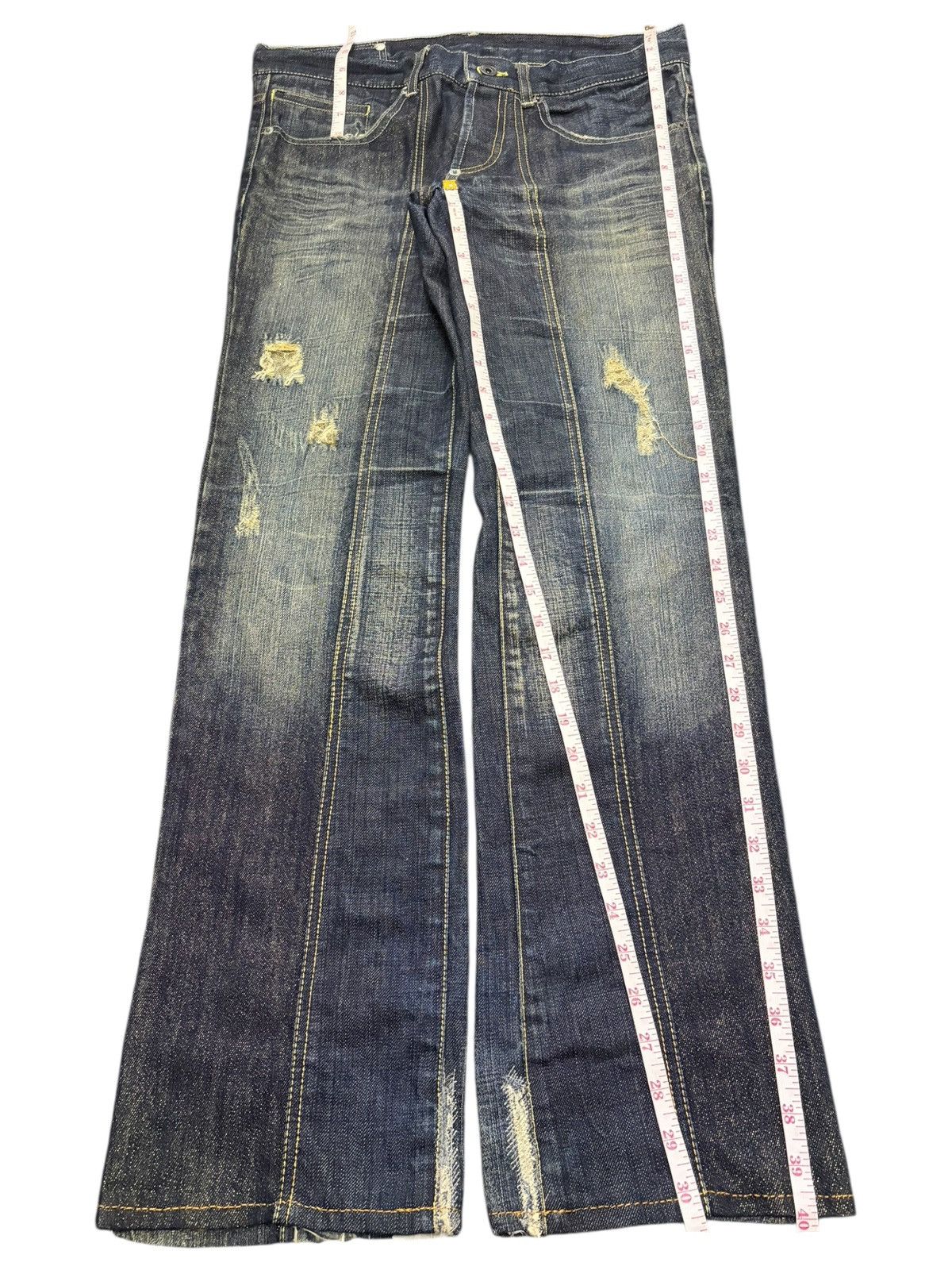 Buffalo London Vintage Japanese Buffalo Golden Thread Distressed Jeans Size 33" - 7 Thumbnail