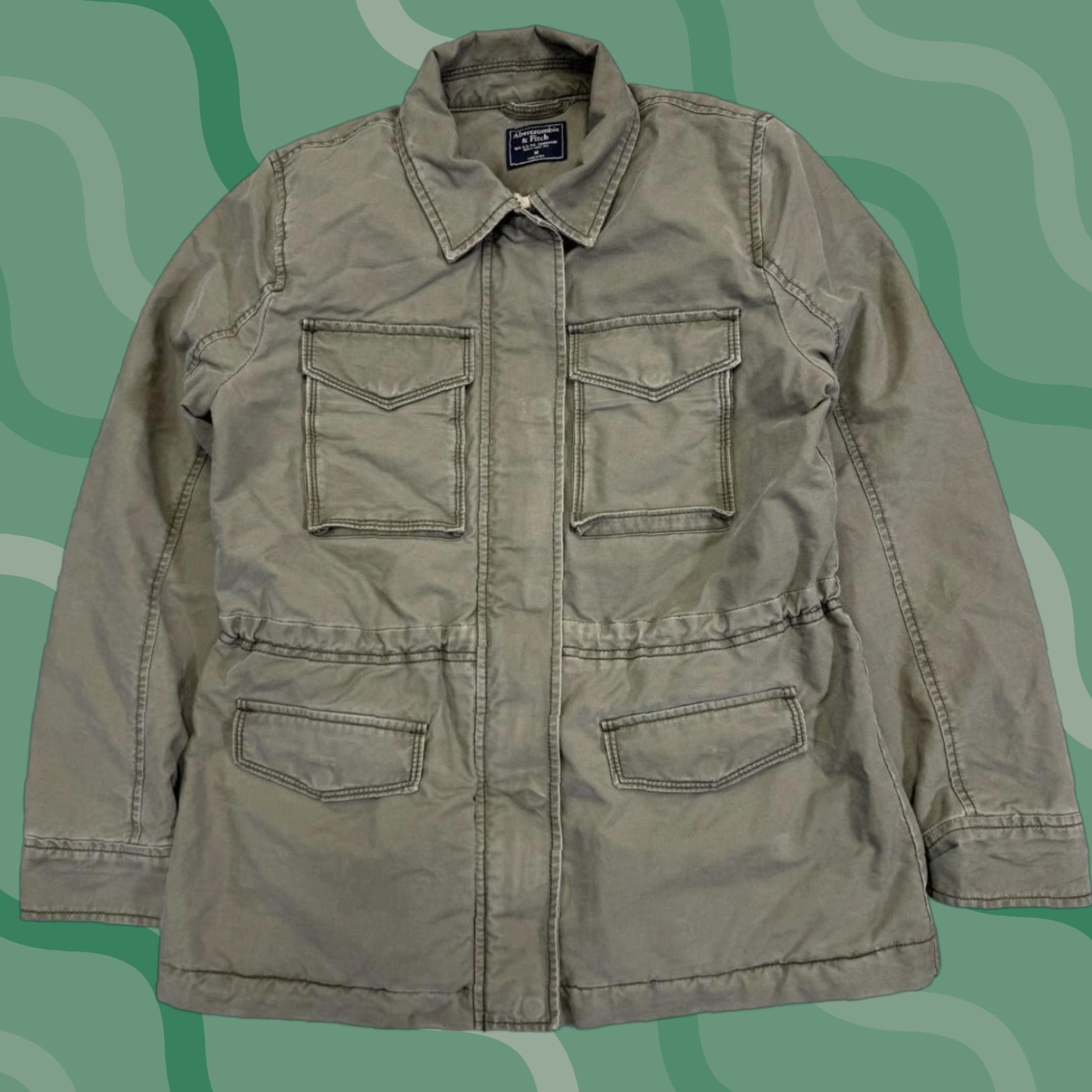 Abercrombie & Fitch Abercrombie & Fitch Jacket Womens Medium Green Field Coat Sherpa Lined Pockets Military Jacket Size M / US 6-8 / IT 42-44 - 1 Thumbnail