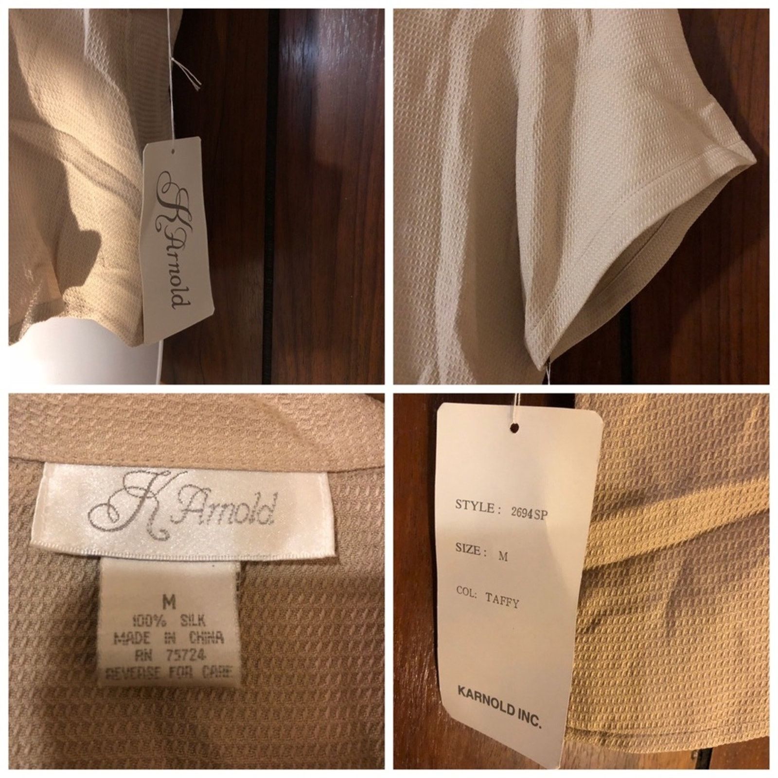 Other NWT K Arnold Career Silk Taffy Caramel Shirt Size M / US 6-8 / IT 42-44 - 8 Thumbnail