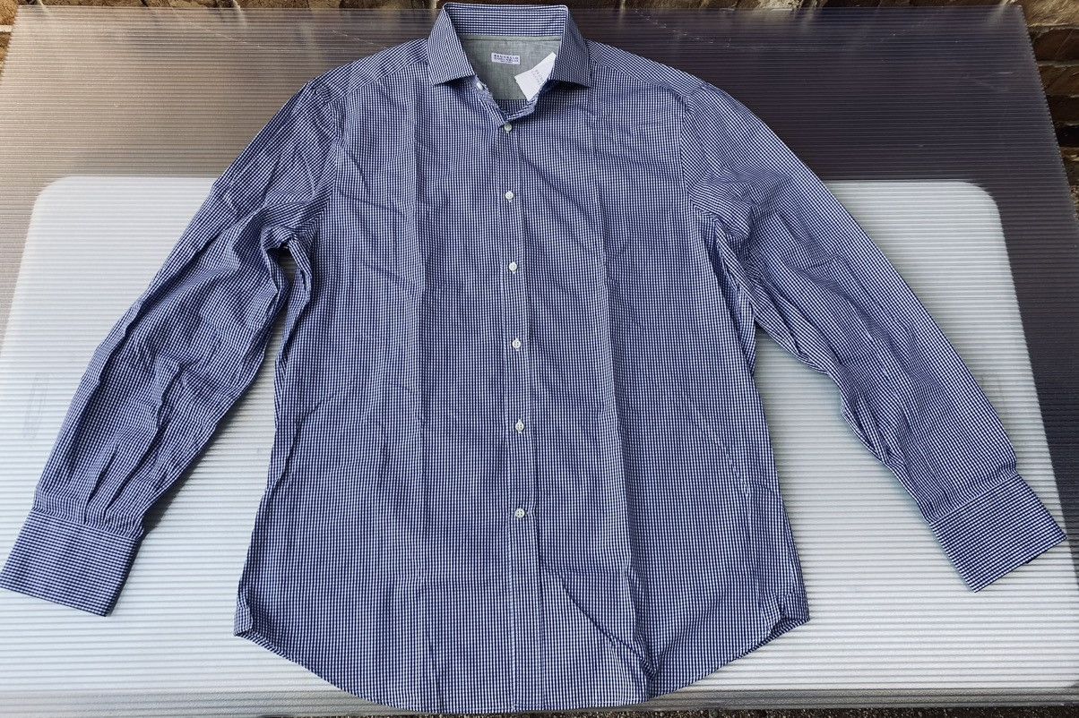Brunello Cucinelli Brunello Cucinelli 🇮🇹 Blue Summer Gingham Shirt XXXL NWT Size US XXL / EU 58 / 5 - 1 Thumbnail