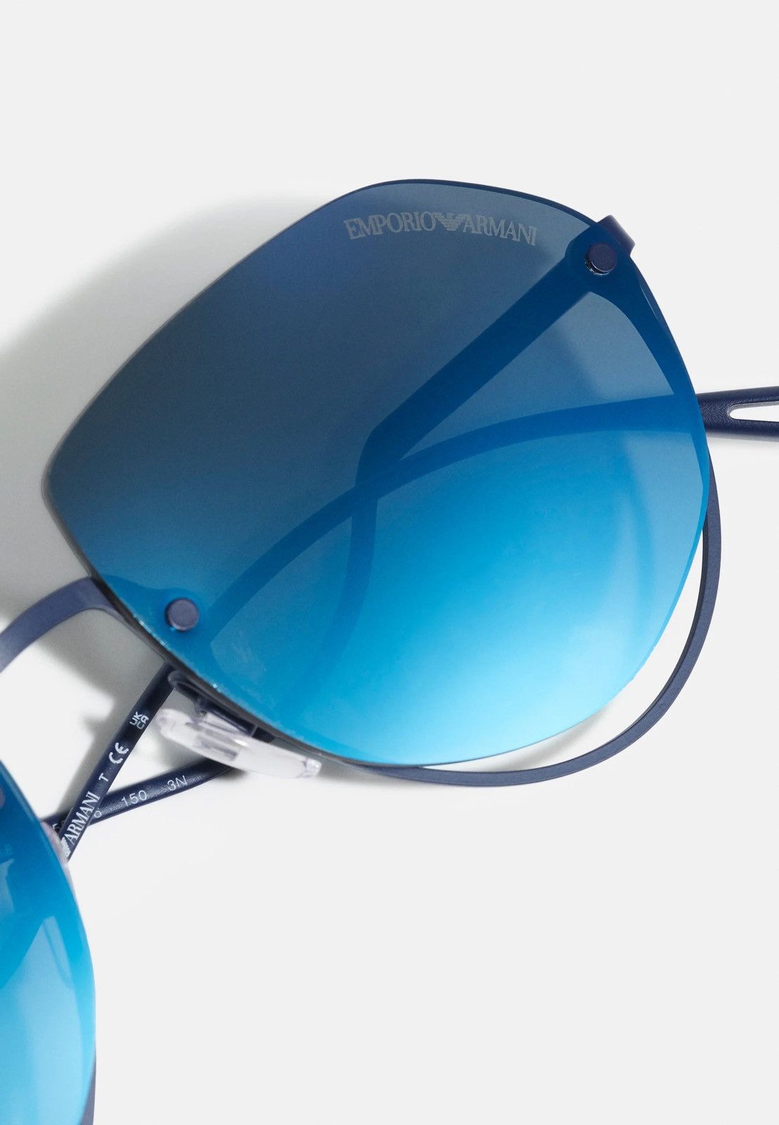 Emporio Armani Emporio Armani EA2137 3018/55 Blue Aviator Sunglasses Size ONE SIZE - 5 Thumbnail