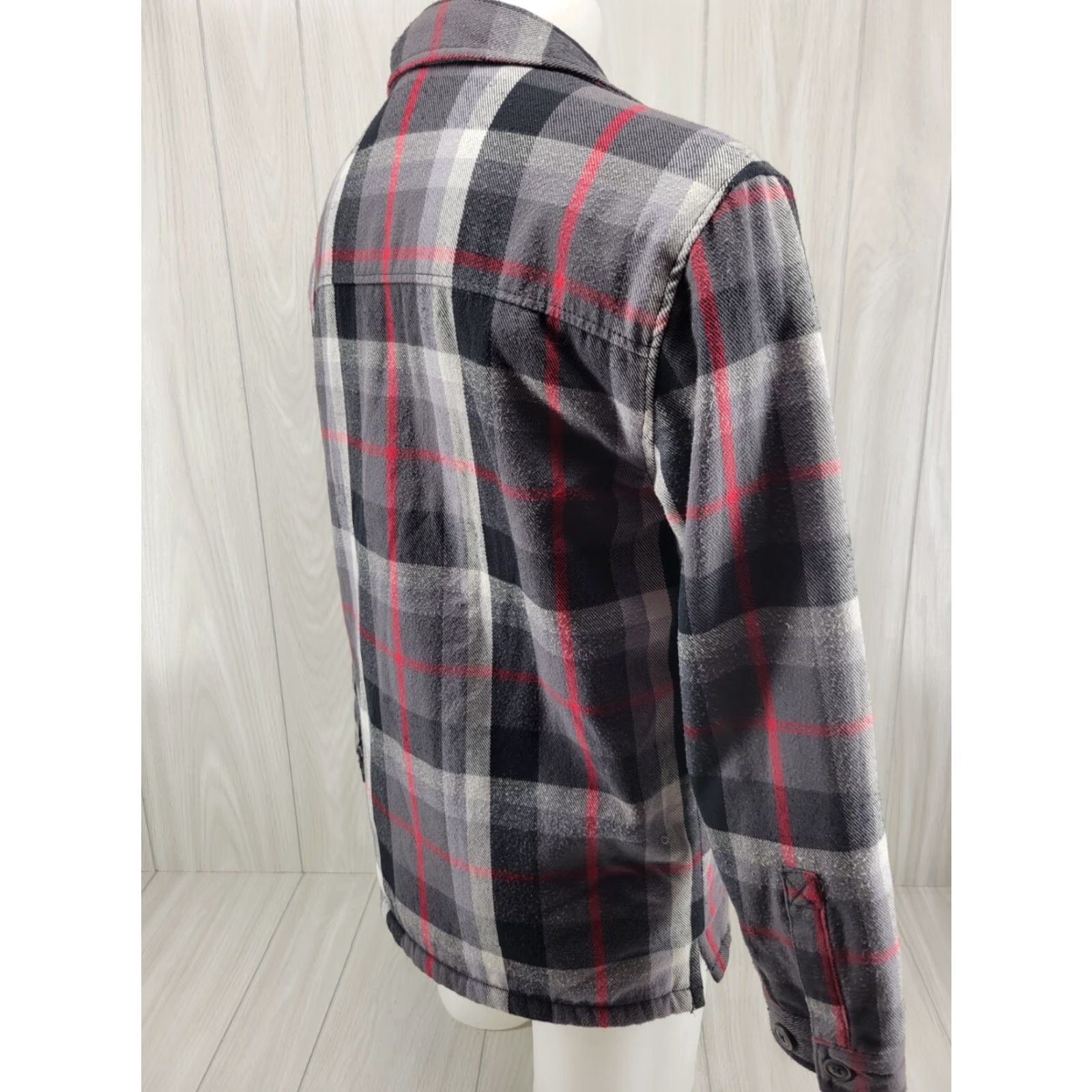 Aeropostale Aeropostale Flannel Jacket Men's Small Sherpa Lined Gray & Black Plaid Shirt Button-Up Hooded Pockets Fall Winter Multicolor Regular Size US S / EU 44-46 / 1 - 5 Thumbnail